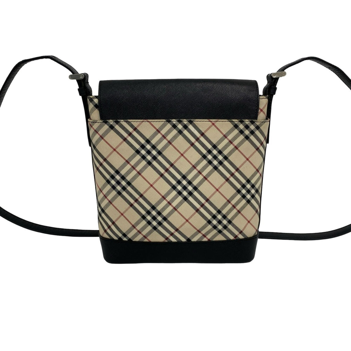 Burberry Beige Black Canvas Leather Pochette Shoulder Bag (Pre-Owned)