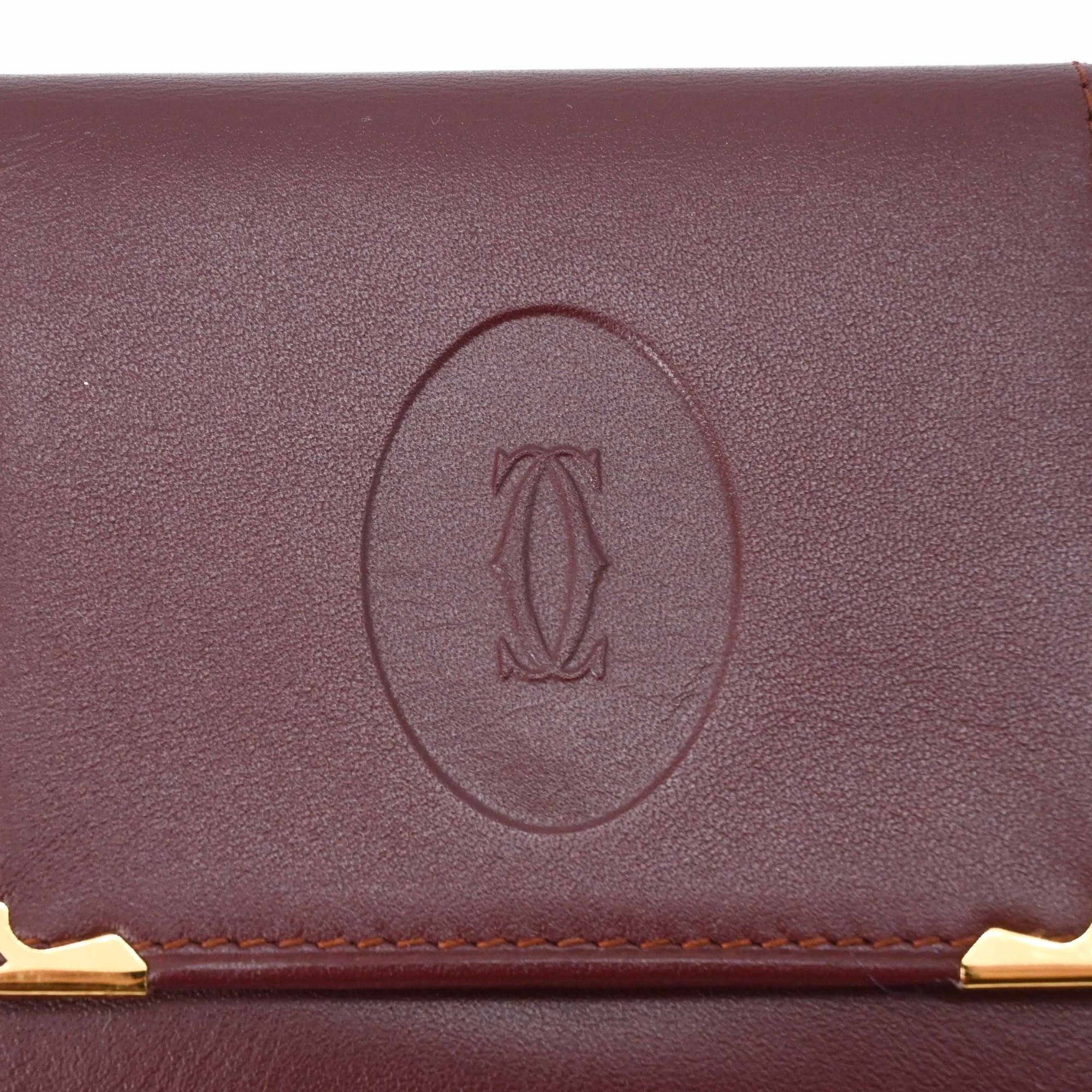Cartier Bordeaux Leather Coin Purse/Coin Case (Pre-Owned)