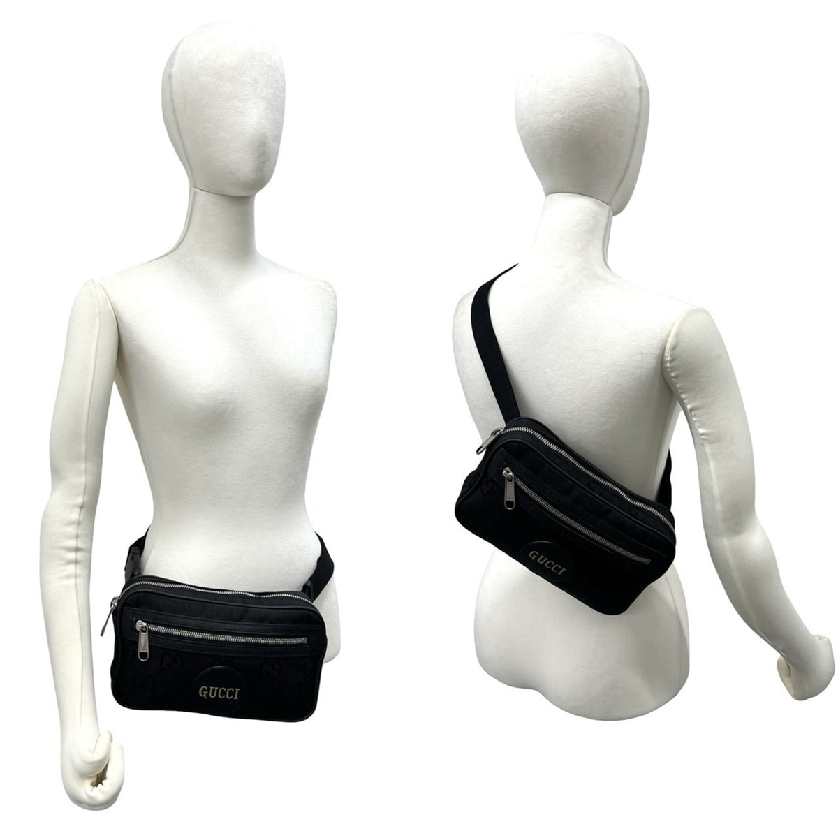 Gucci Black Nylon Leather Pochette Shoulder Bag Sling Bag (Pre-Owned)