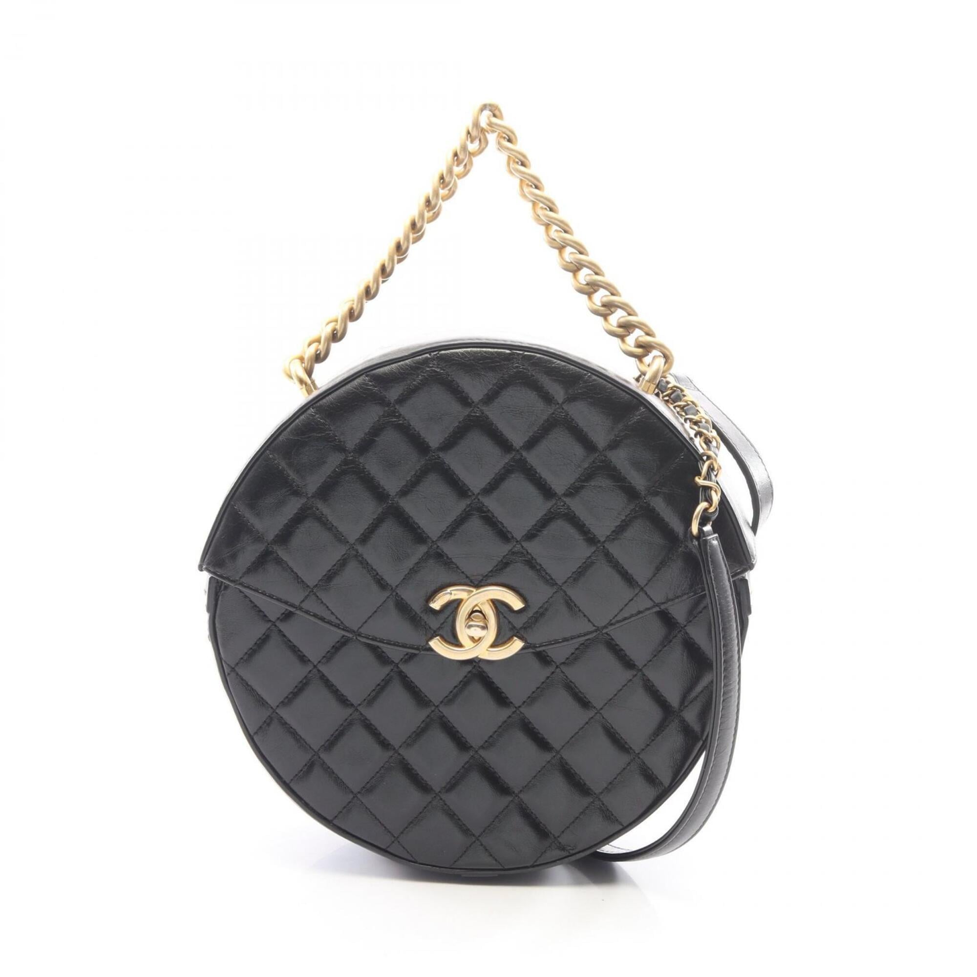 Chanel Black Leather Handbag Shoulder Bag (Pre-Owned)