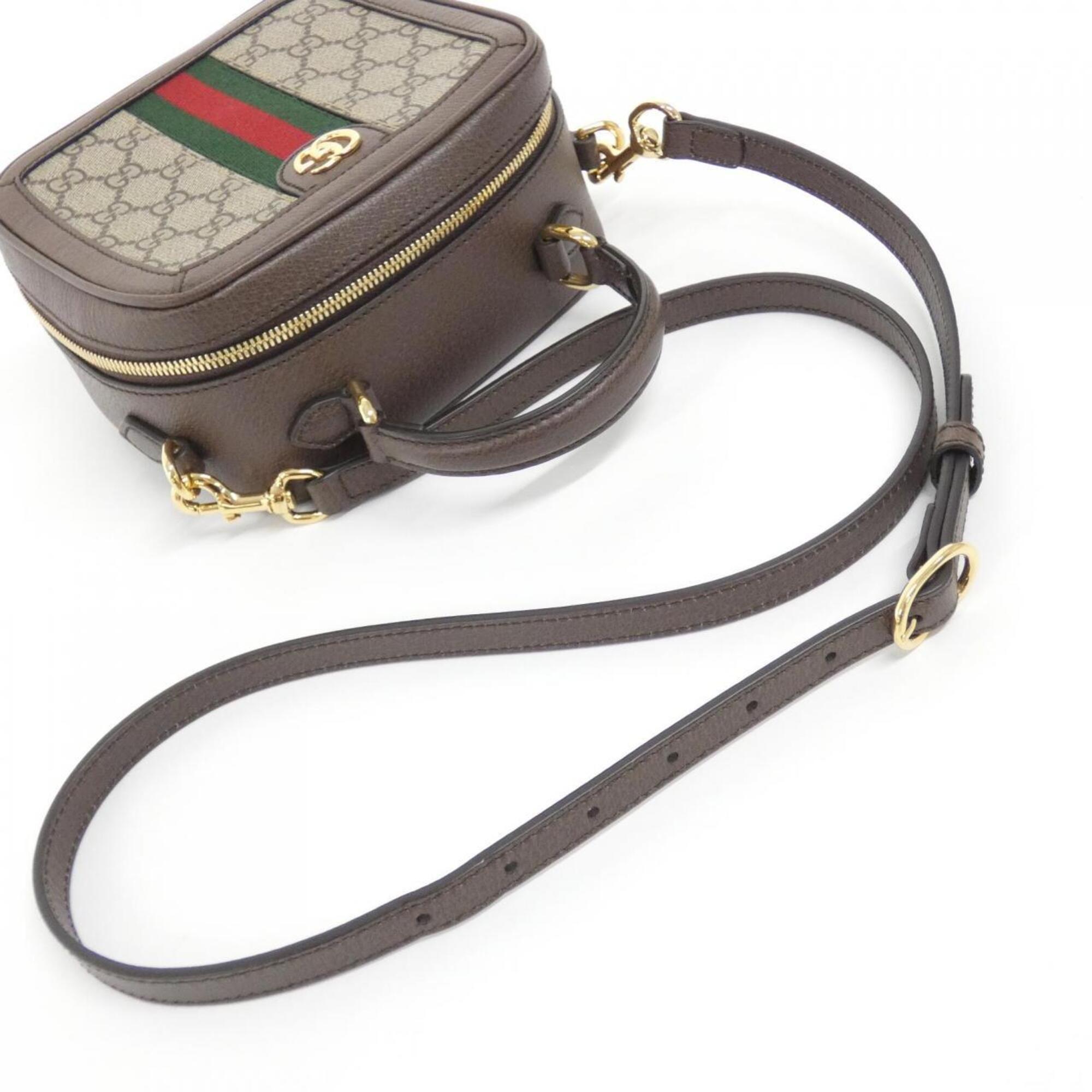 Gucci Ophidia Beige Brown Gg Supreme Leather Handbag (Pre-Owned)
