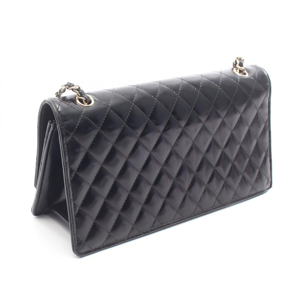Chanel Matelasse Black Patent Leather Handbag Shoulder Bag (Pre-Owned)