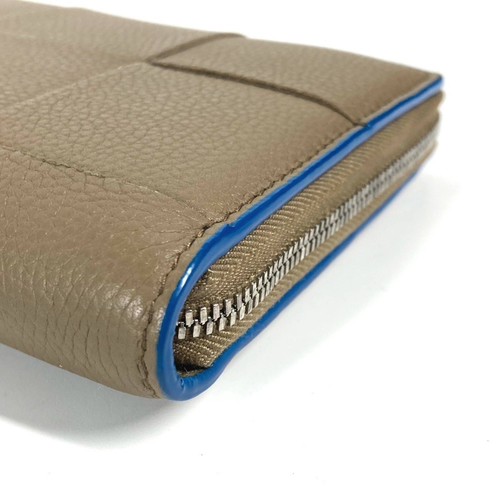 Bottega Veneta Blue Brown Leather Long Wallet (Bi-Fold) (Pre-Owned)
