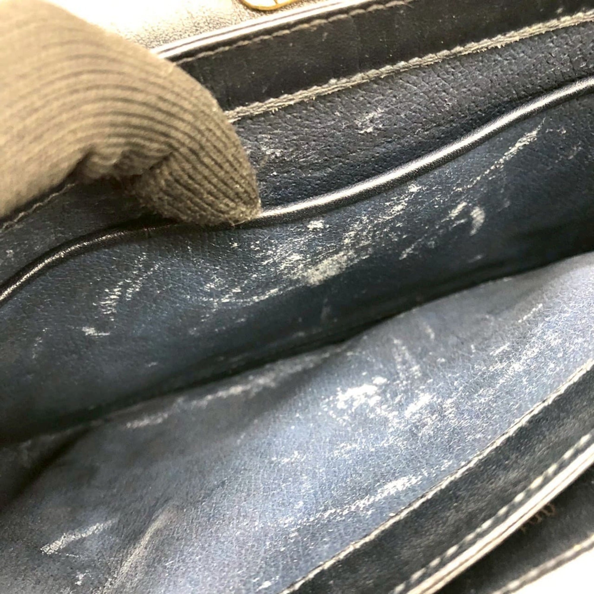 Gucci Navy Micro Gg Leather Leather Shoulder Bag (Pre-Owned)