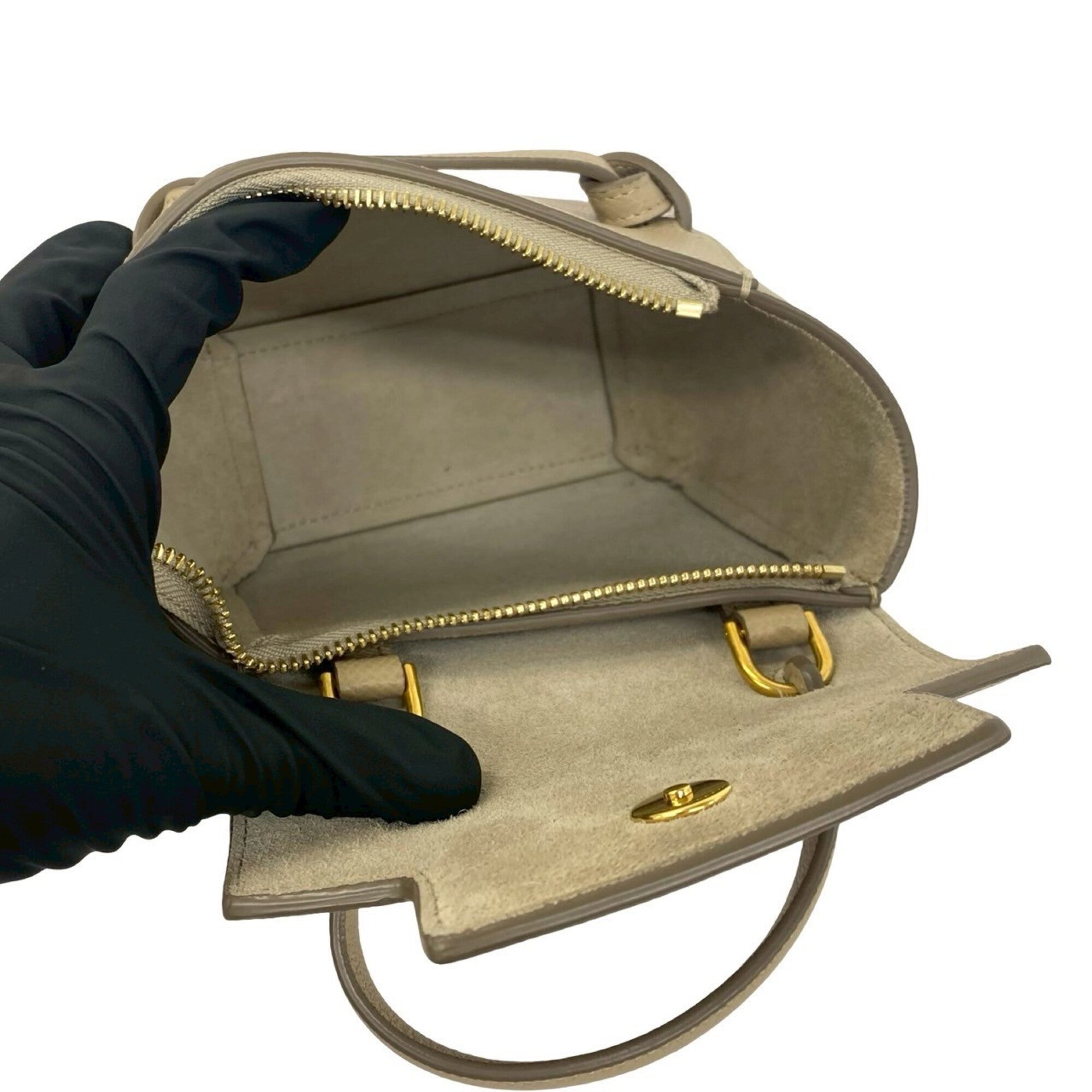 Celine Beige Leather Handbag Pochette Shoulder Bag (Pre-Owned)