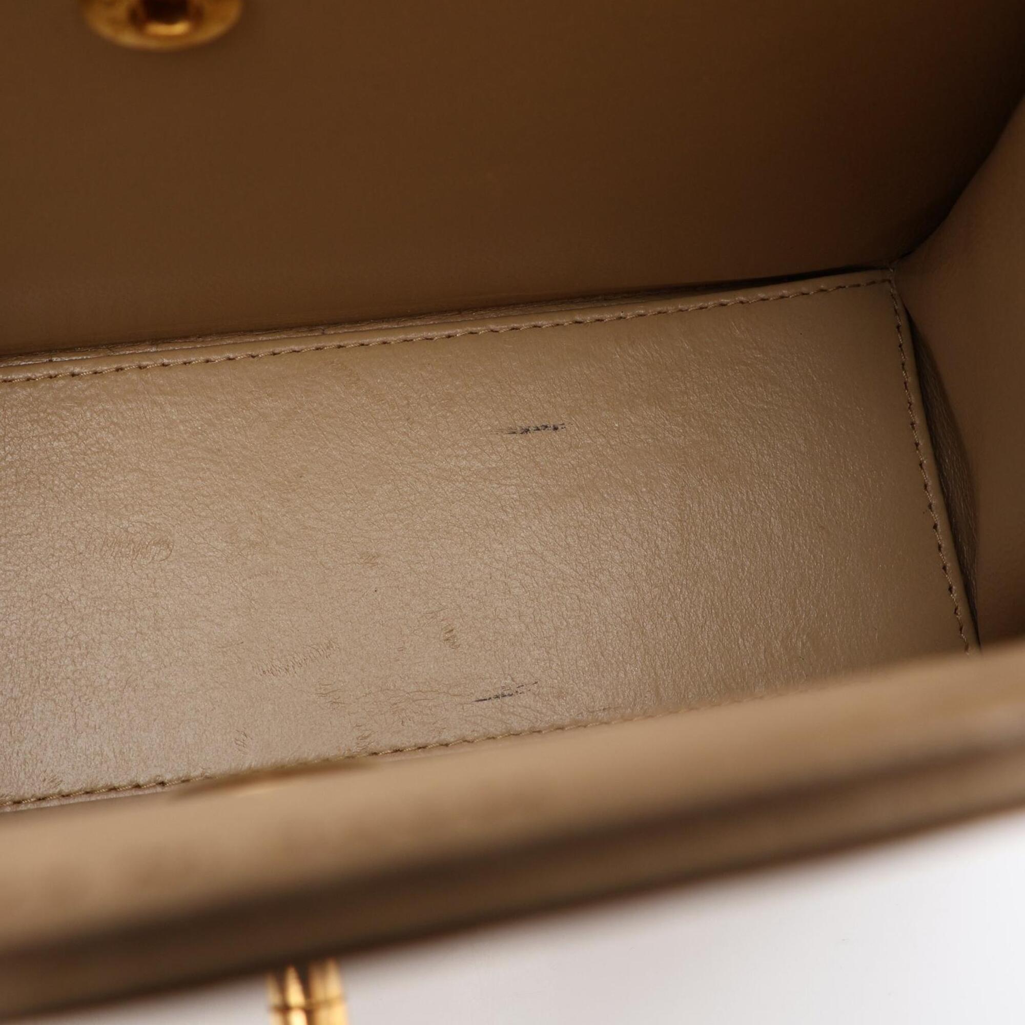 Chanel Beige Leather Handbag Shoulder Bag (Pre-Owned)