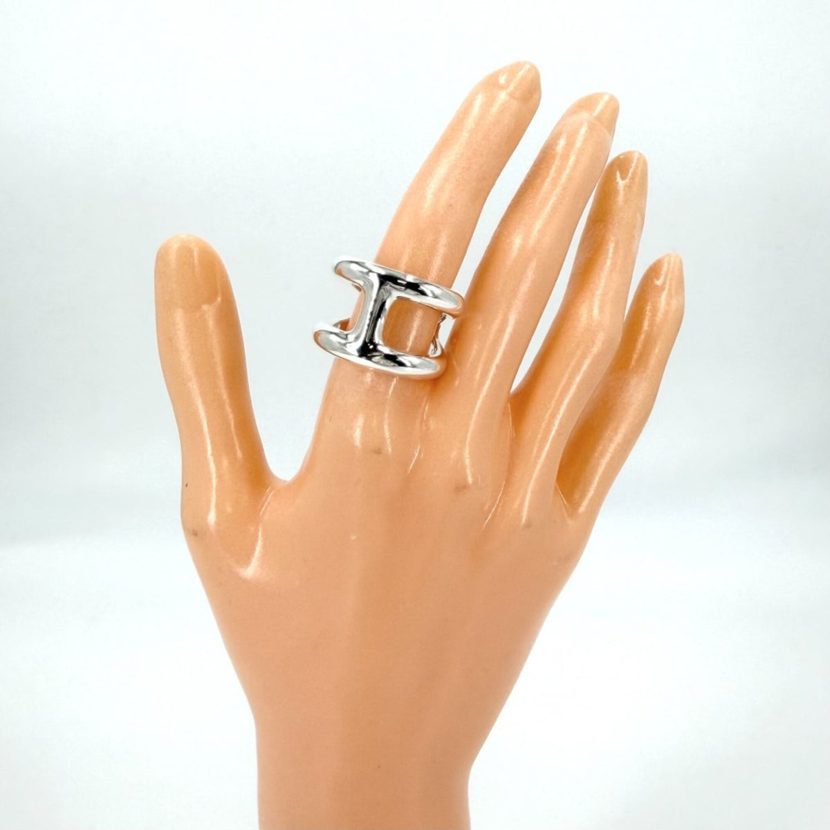 Hermes Silver Silver 925 Band Ring (Pre-Owned)