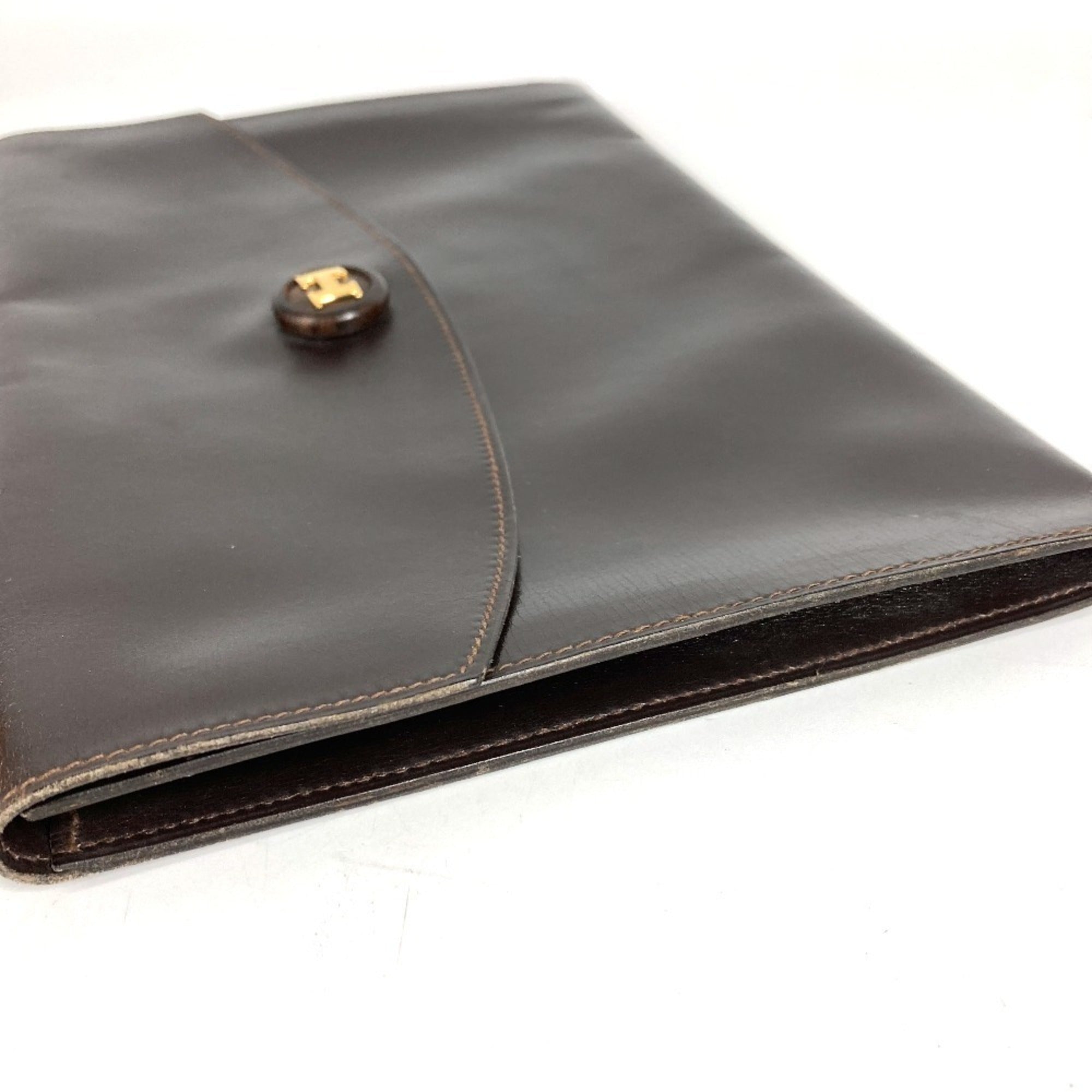 Hermes Pochette Rio Brown Leather Clutch Bag Handbag Pochette Pouch (Pre-Owned)