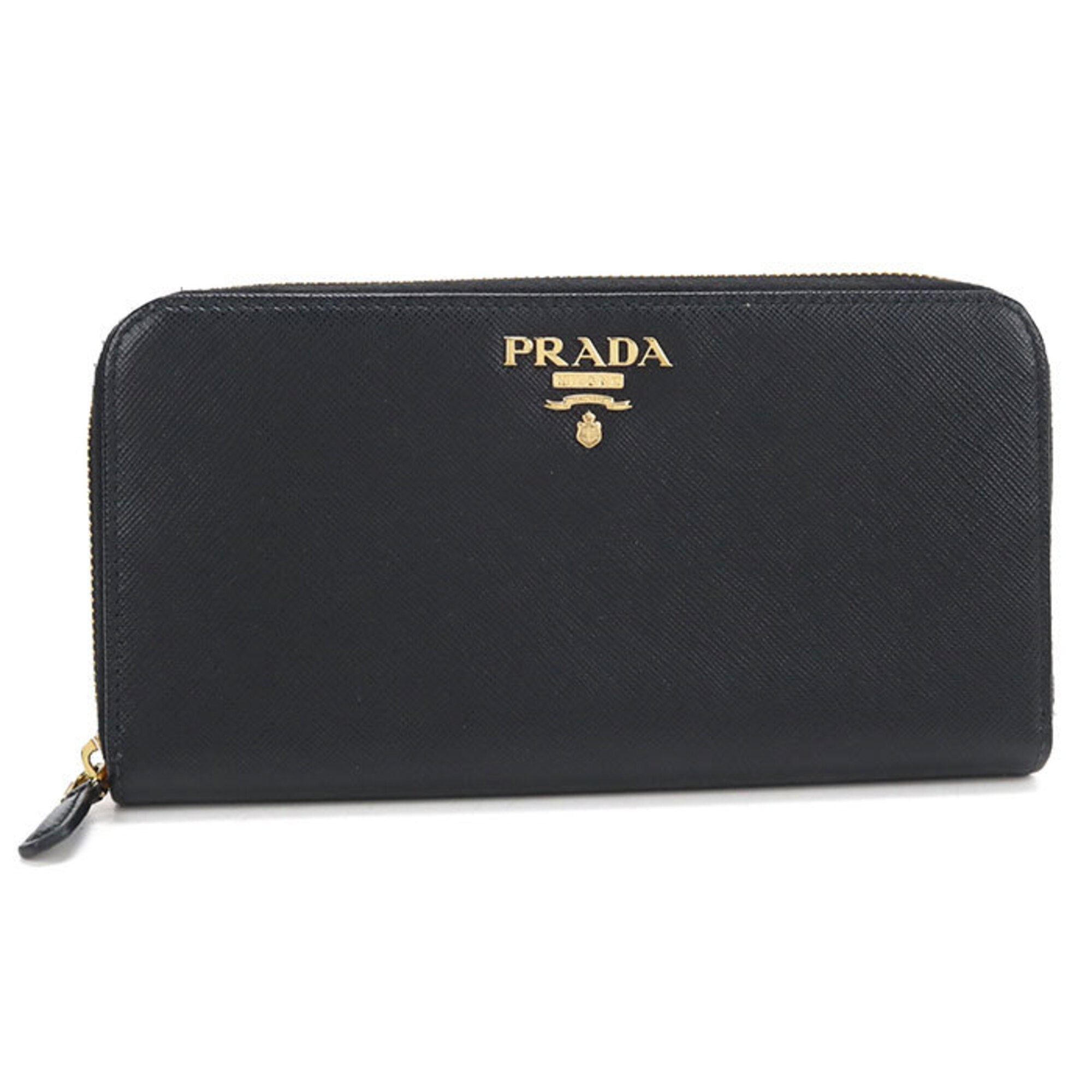 Prada Black Leather Long Wallet (Bi-Fold) (Pre-Owned)
