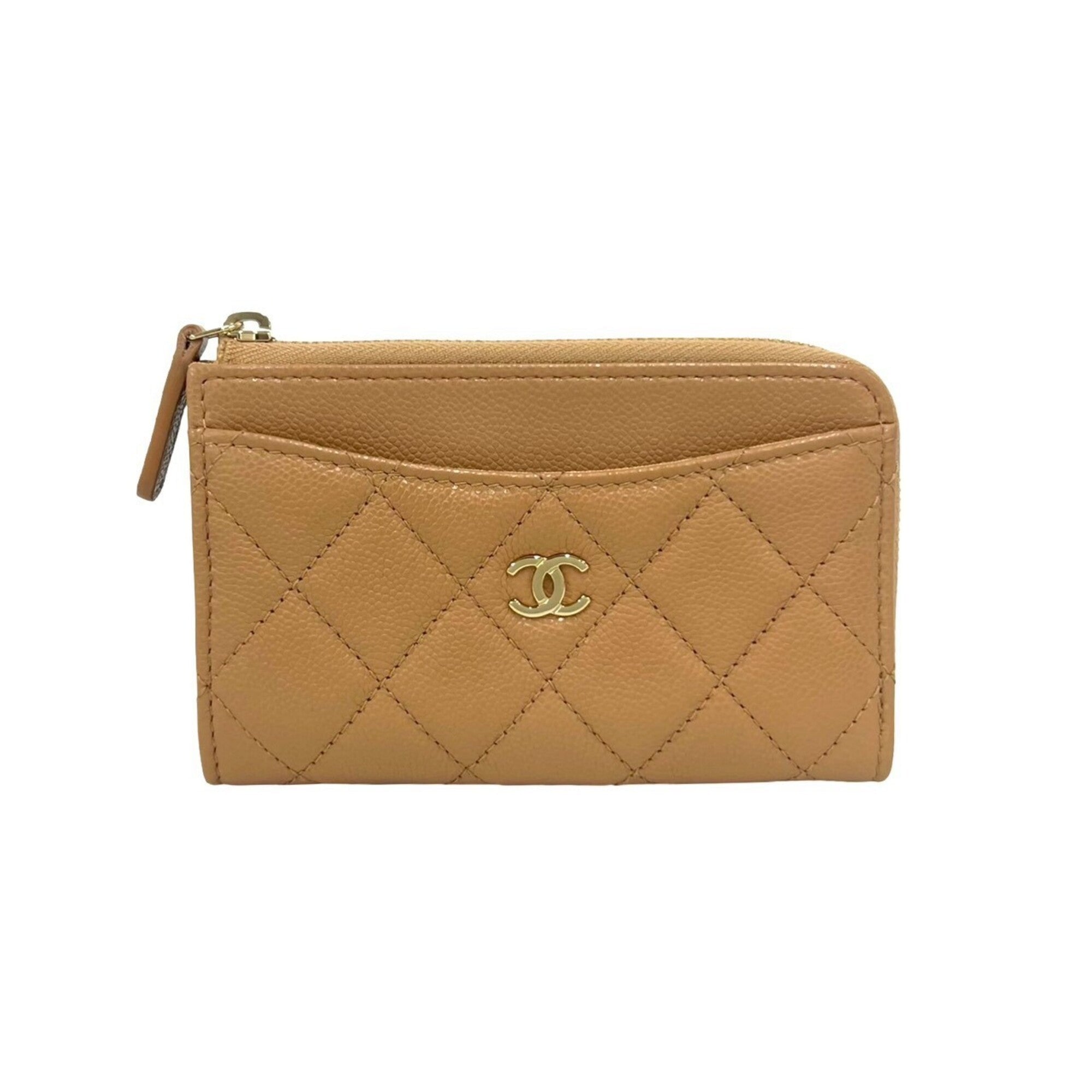 Chanel Beige Grained Calfskin Coin Purse/Coin Case (Pre-Owned)