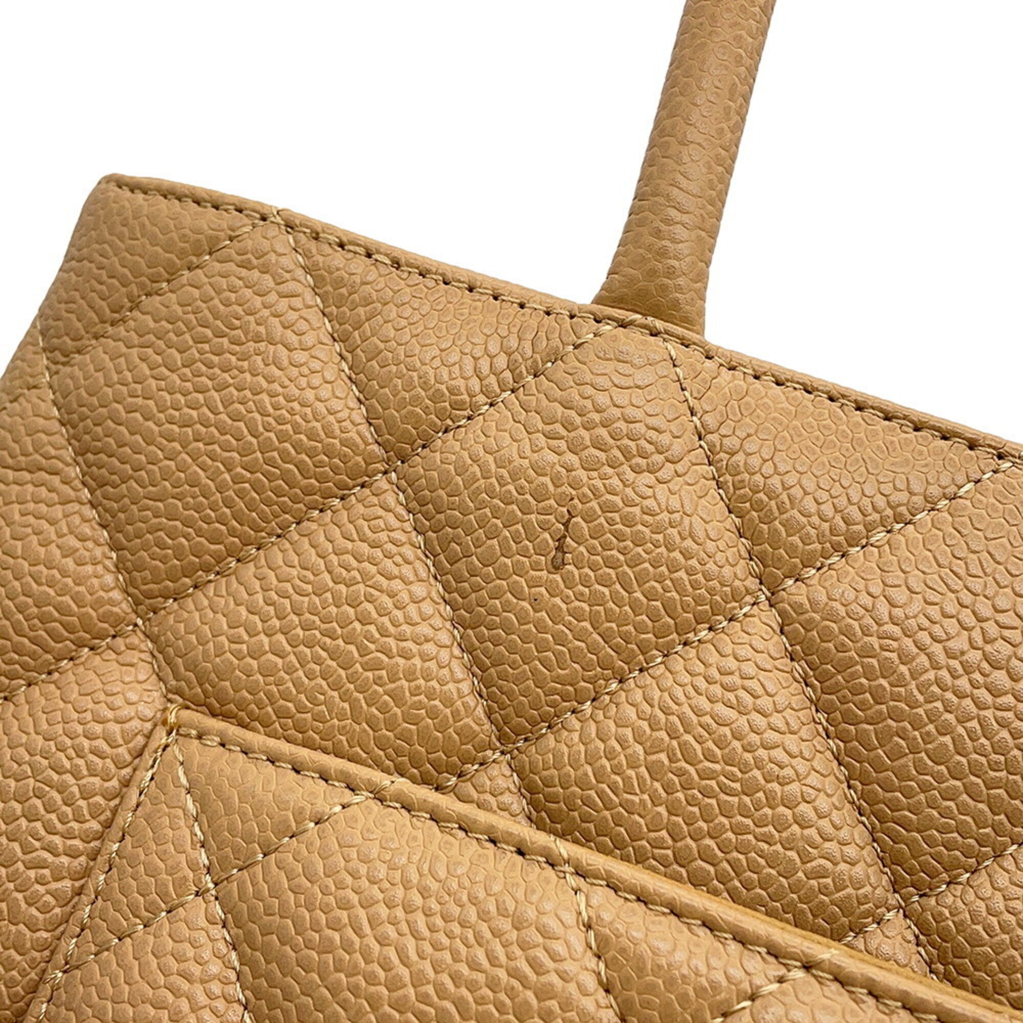 Chanel Beige Grained Calfskin Handbag Tote Bag (Pre-Owned)