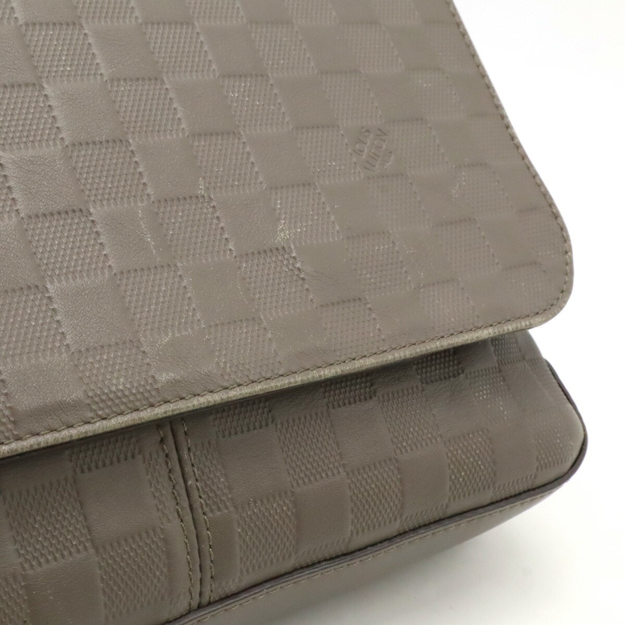 Louis Vuitton Grannis Grayish Damier Infini Leather Shoulder Bag (Pre-Owned)