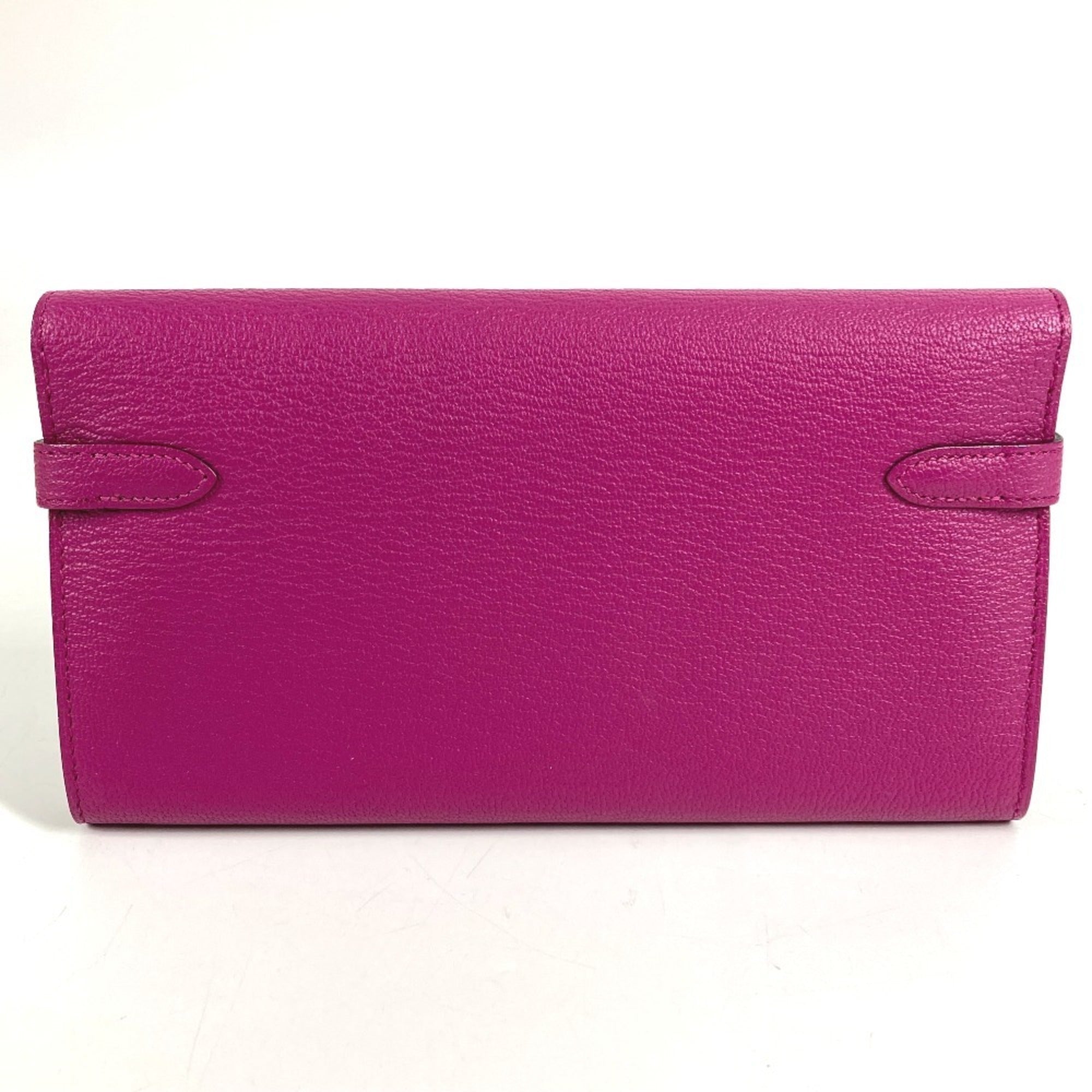 Hermes Rose Purple Chevre Leather Long Wallet (Bi-Fold) (Pre-Owned)
