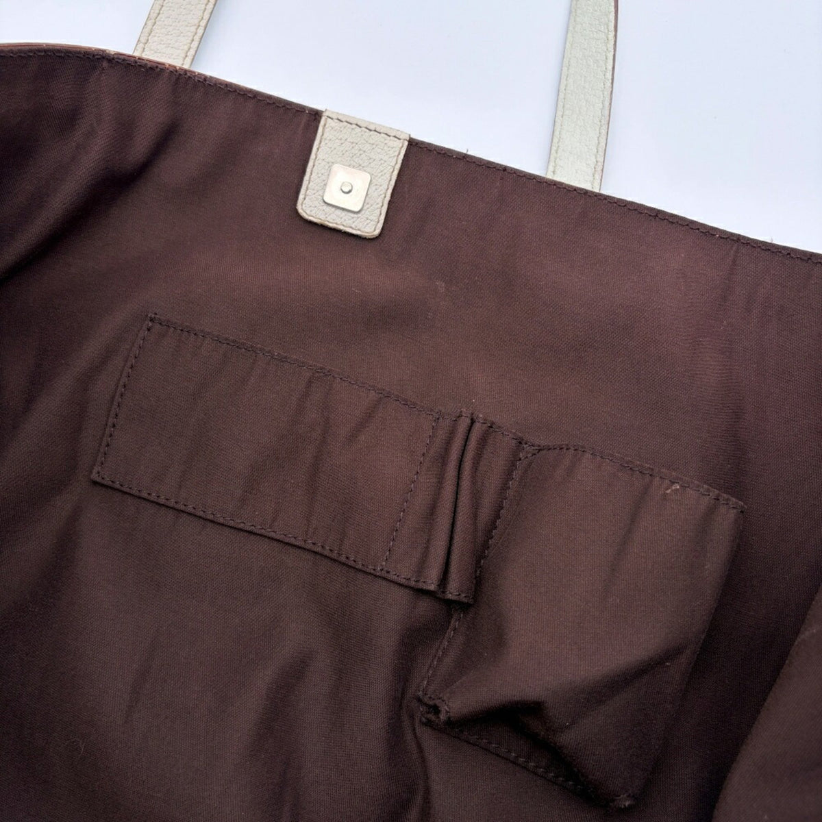 Gucci Beige Ivory Gg Canvas Leather Tote Bag (Pre-Owned)