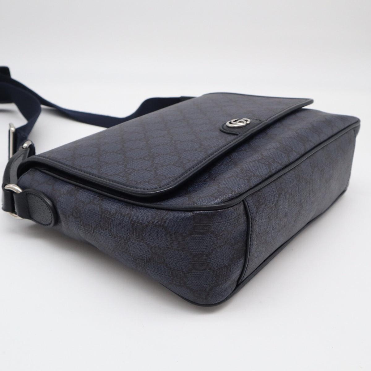 Gucci Ophidia Navy Black Canvas Leather Shoulder Bag (Pre-Owned)