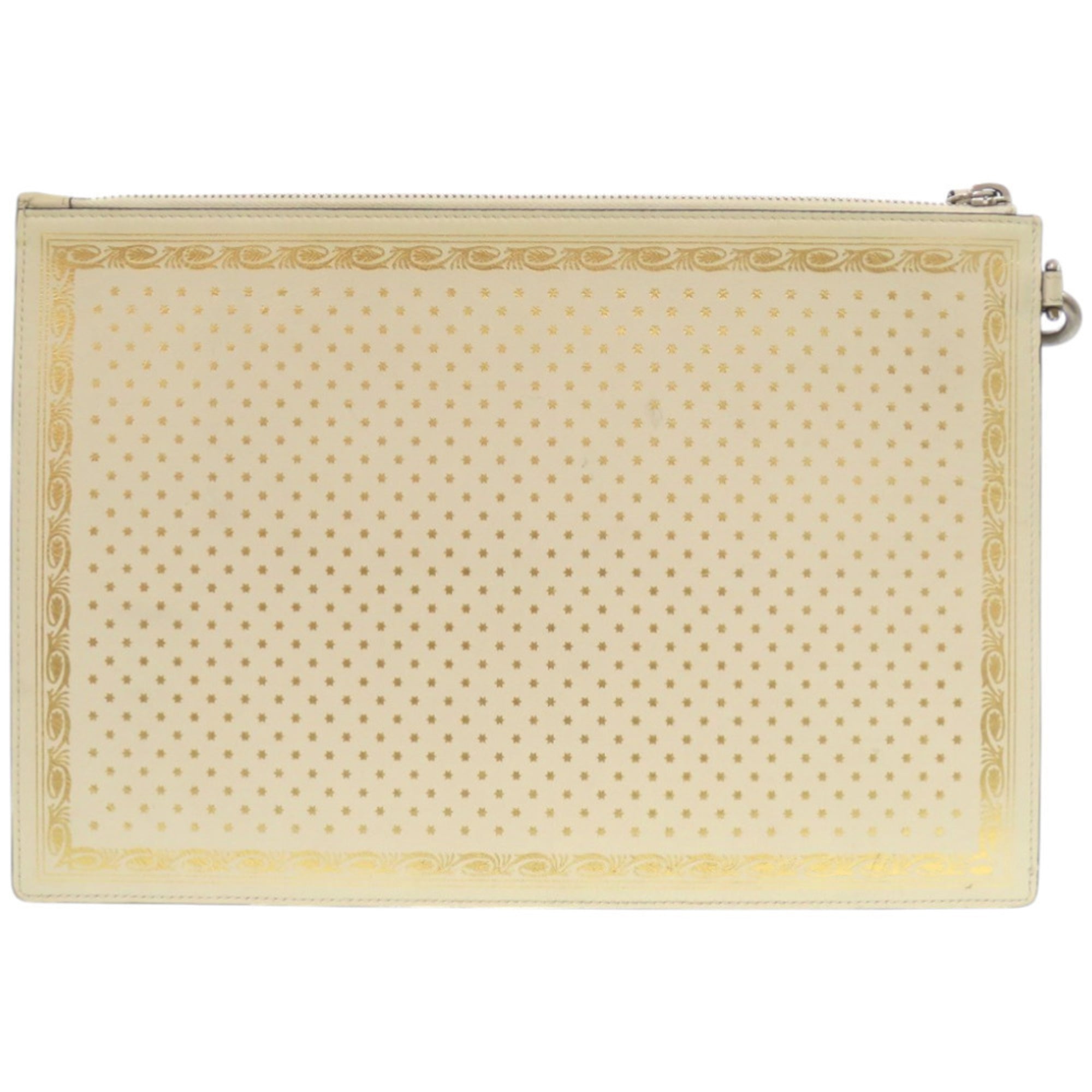 Gucci Gold Ivory Leather Clutch Bag (Pre-Owned)