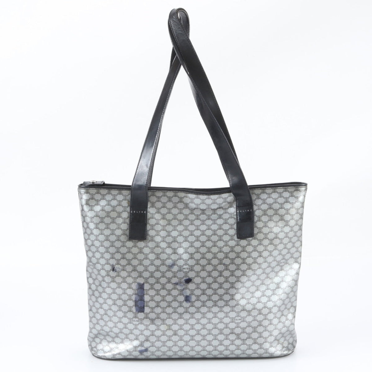 Celine Black Silver Leather Shoulder Bag Tote Bag (Pre-Owned)