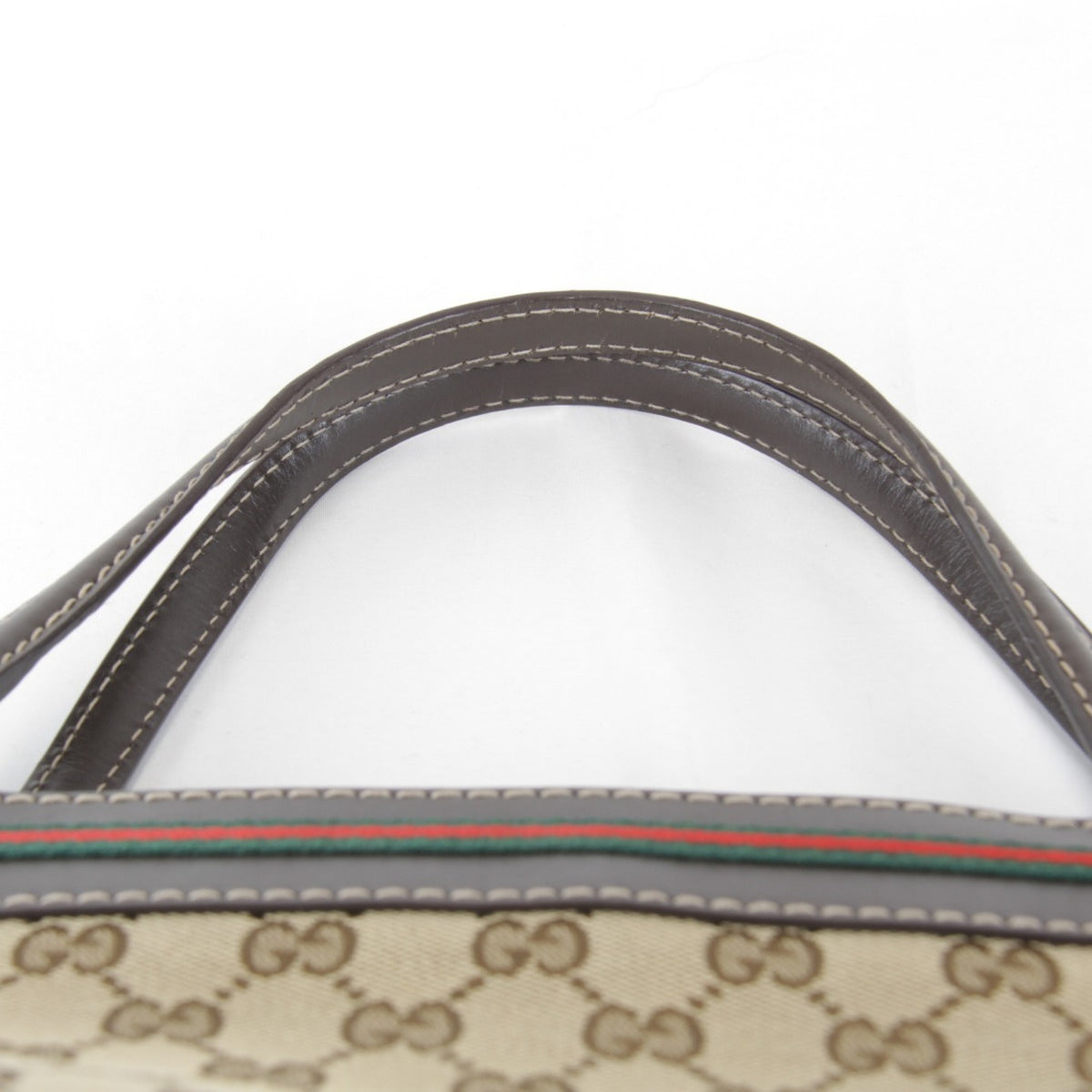 Gucci Brown Gg Canvas Leather Tote Bag (Pre-Owned)