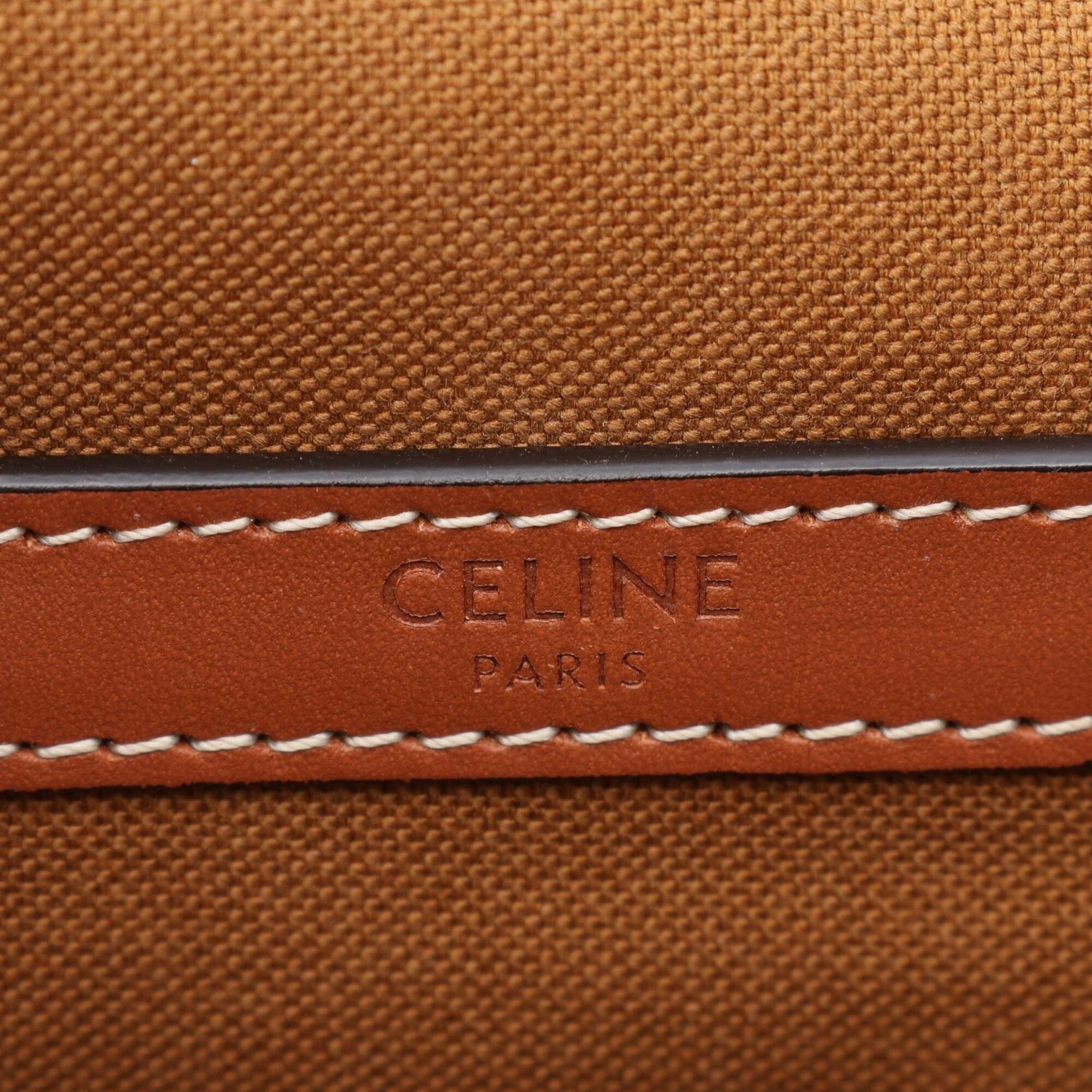 Celine Black Brown Pvc Coated Canvas Leather Shoulder Bag (Pre-Owned)