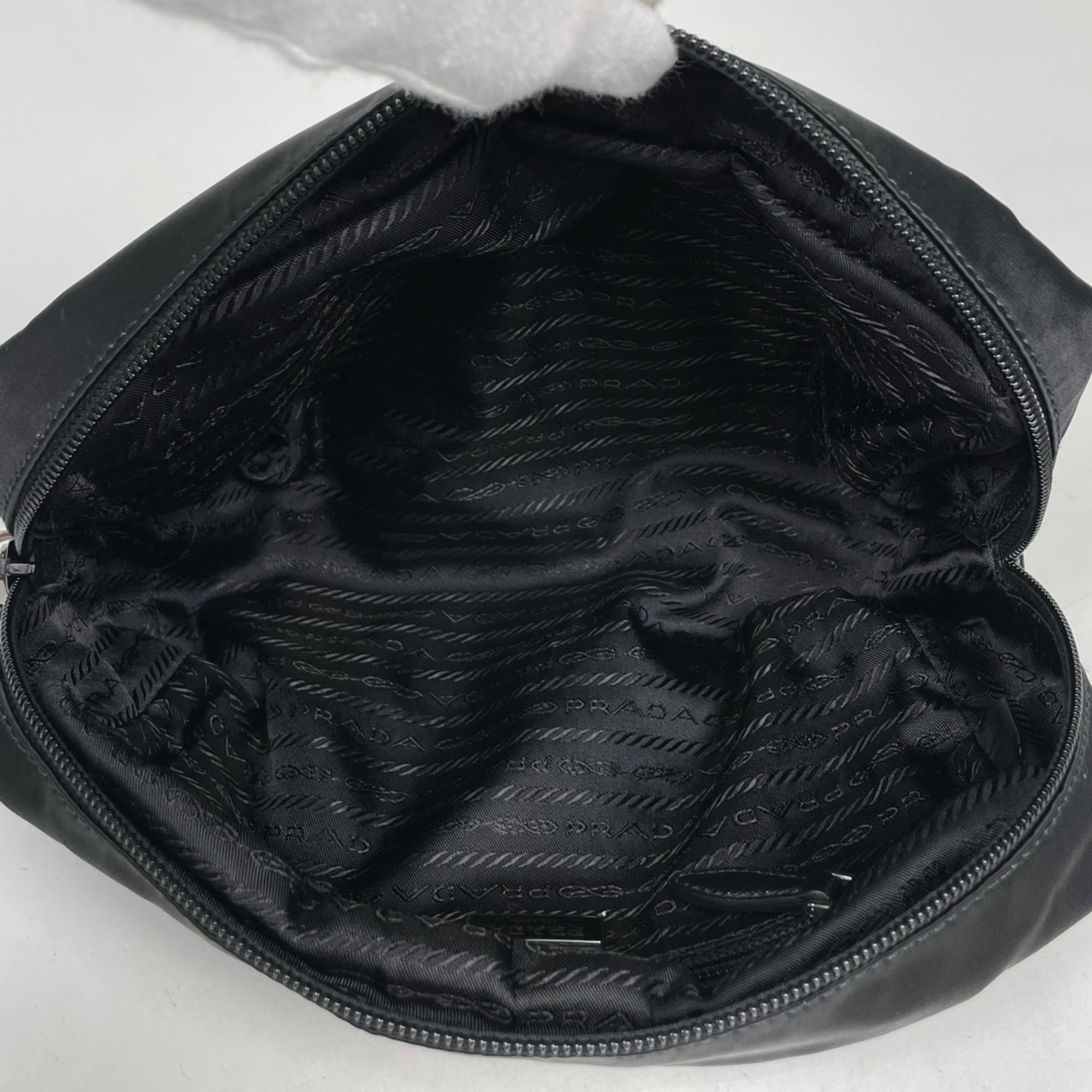 Prada Black Nylon Leather Pouch (Pre-Owned)