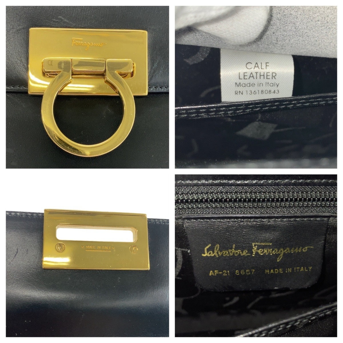 Salvatore Ferragamo Black Leather Handbag Shoulder Bag (Pre-Owned)
