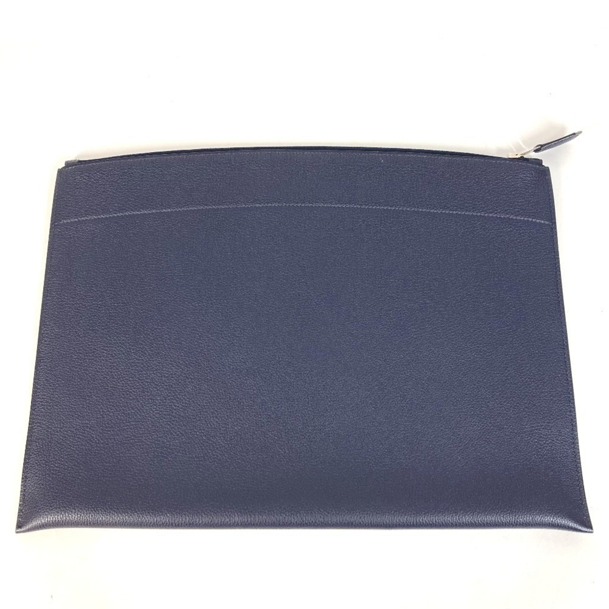 Hermes Blue Nuit Togo Leather Clutch Bag Handbag Pochette Pouch (Pre-Owned)