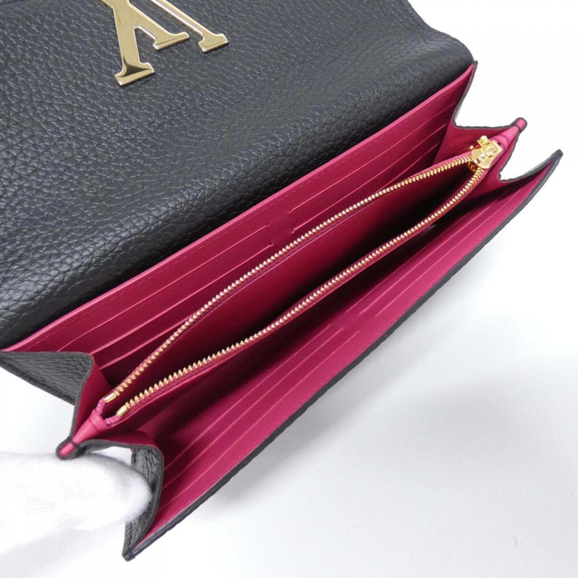 Louis Vuitton Black Leather Long Wallet (Bi-Fold) (Pre-Owned)