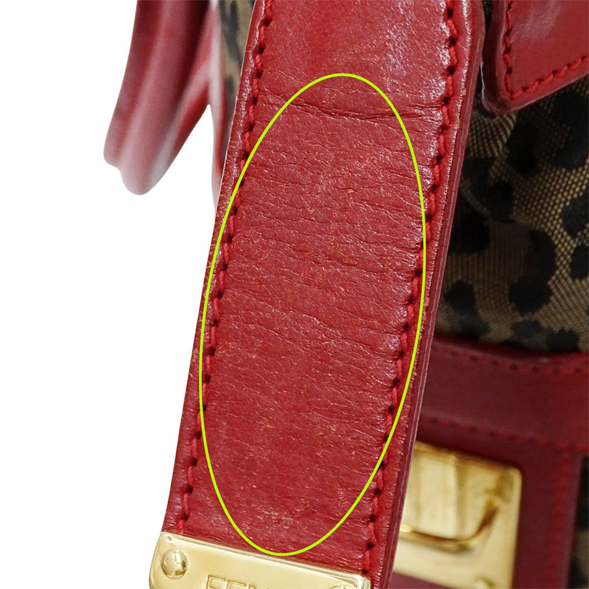 Fendi Red Brown Canvas Leather Handbag Shoulder Bag (Pre-Owned)