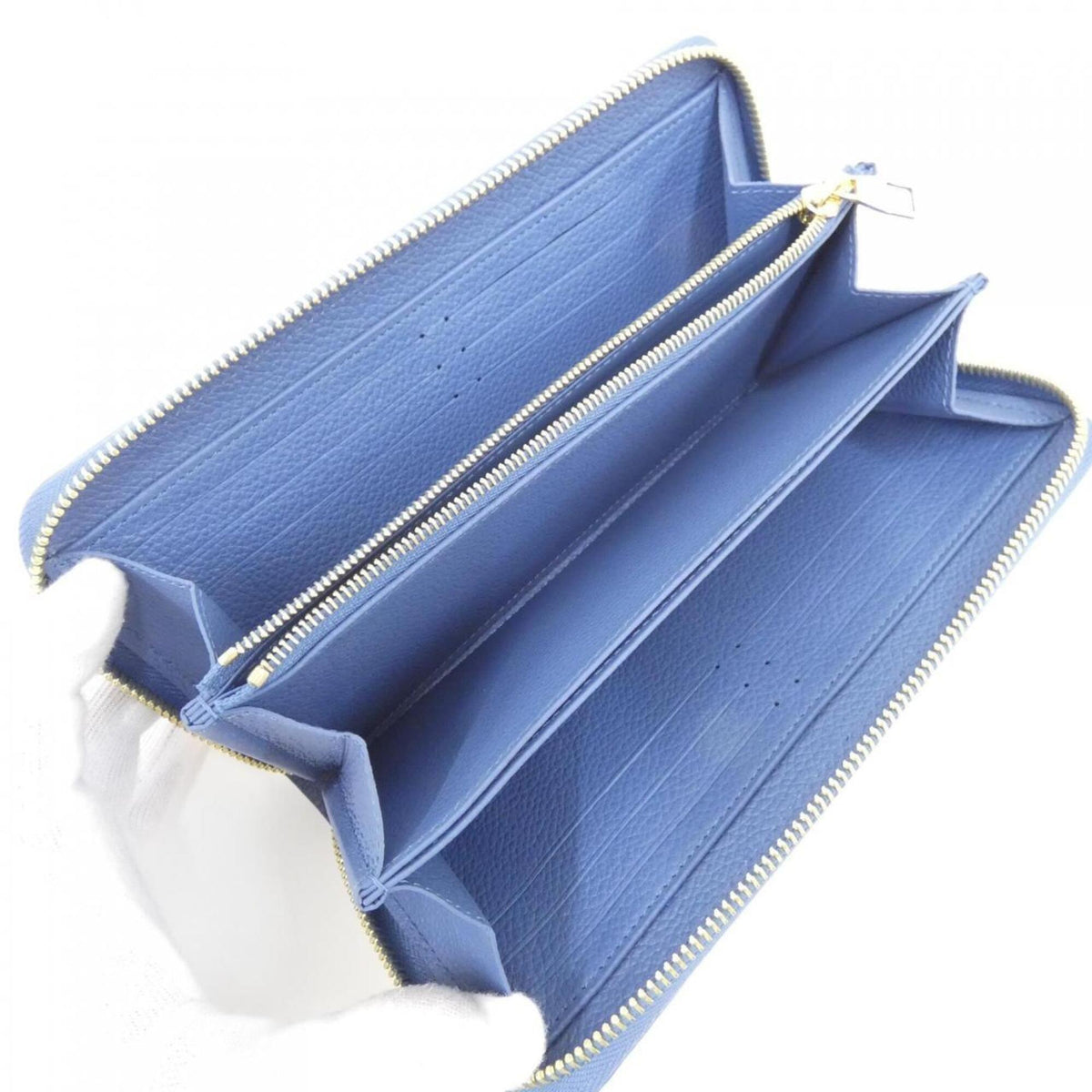 Louis Vuitton Blue Jean Cream Leather Long Wallet (Bi-Fold) (Pre-Owned)
