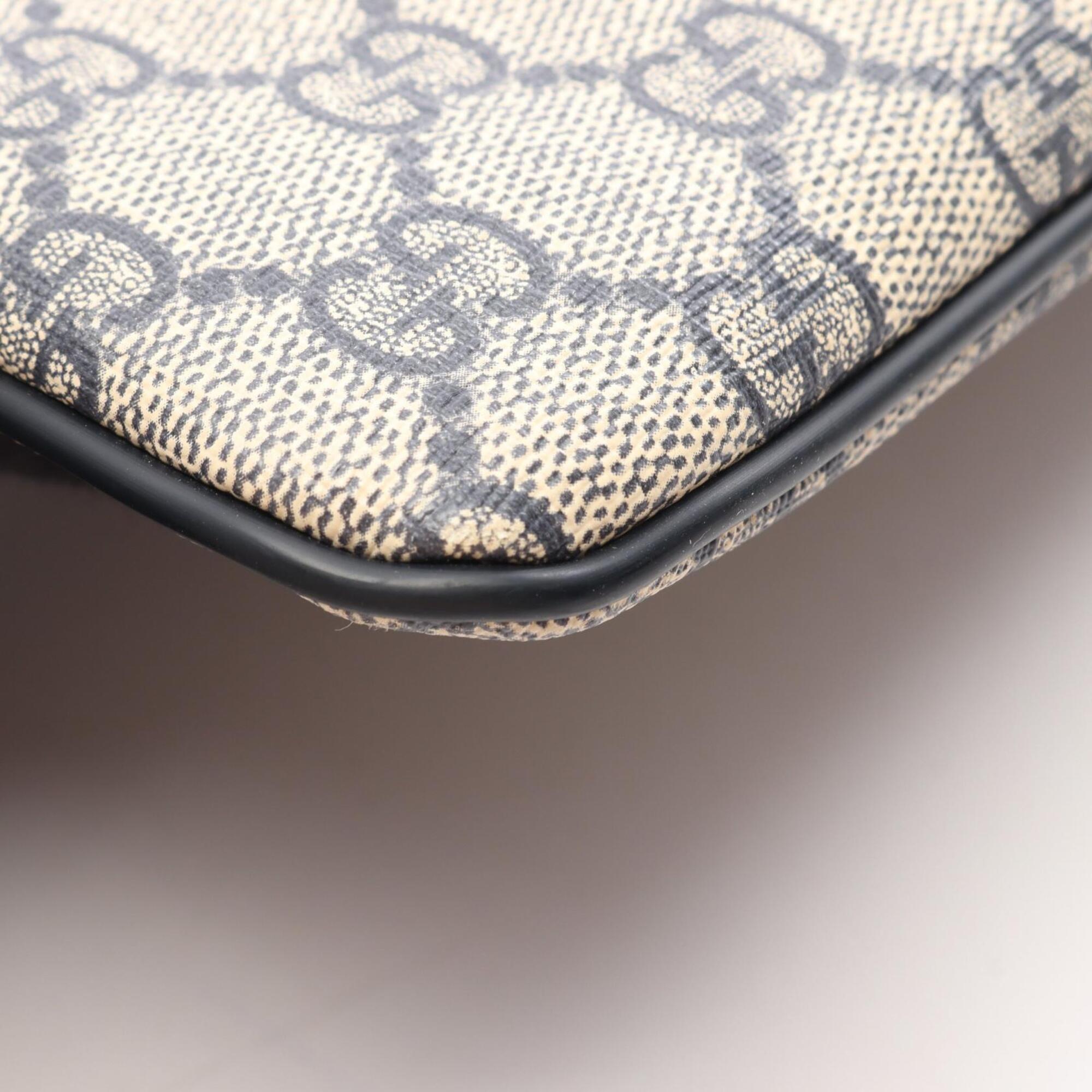 Gucci Ivory Navy Gg Supreme Leather Shoulder Bag (Pre-Owned)