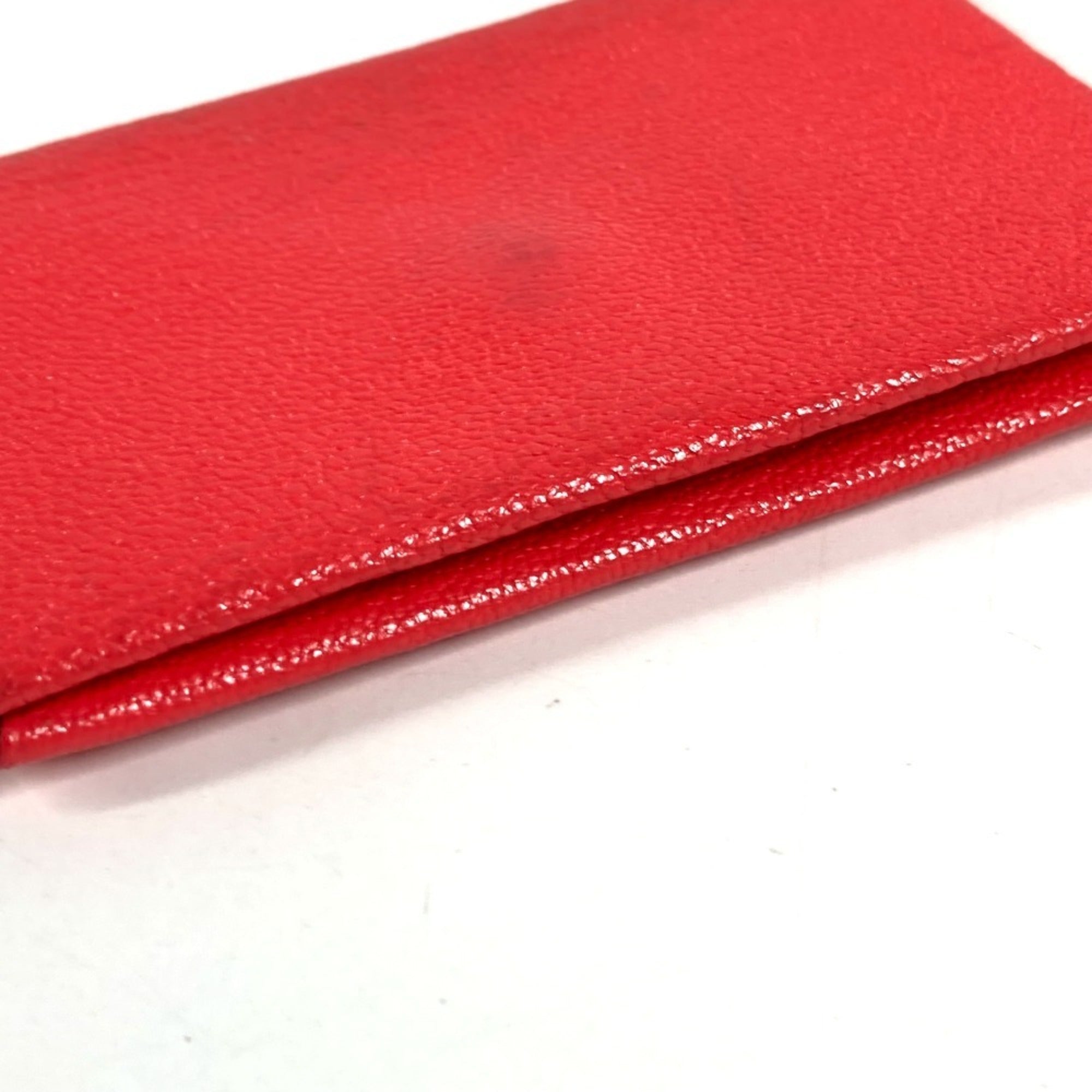 Hermes Beige Red Color Chevre Leather Coin Purse/Coin Case (Pre-Owned)