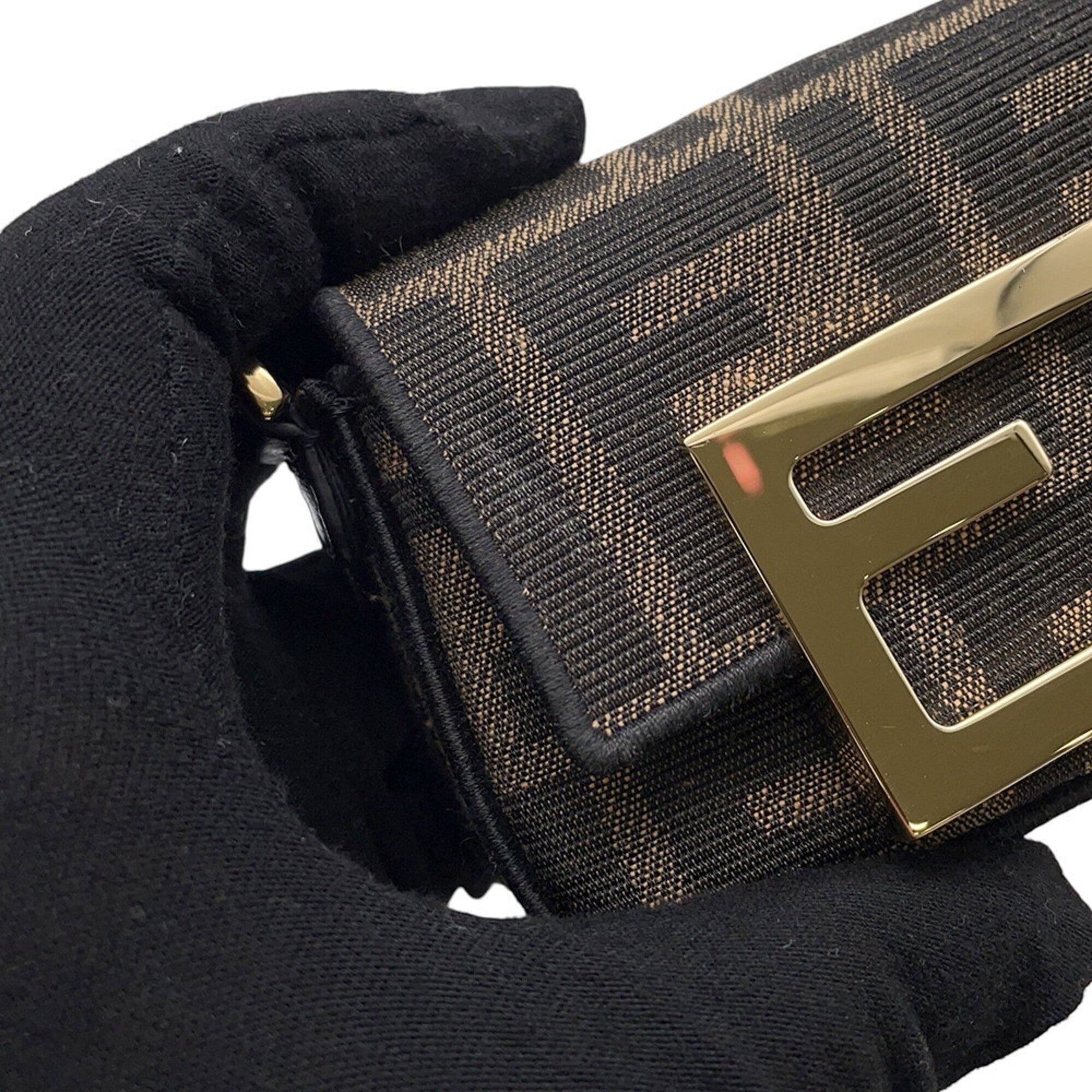 Fendi Baguette Brown Canvas Handbag Pochette Pouch Shoulder Bag (Pre-Owned)