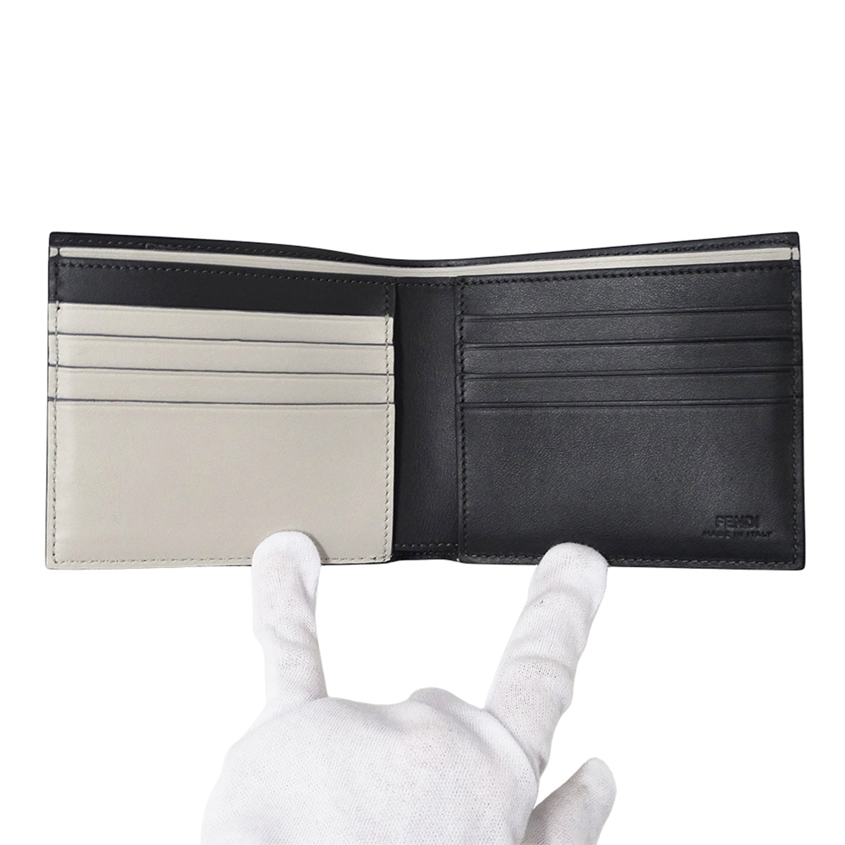 Fendi Black Gray Leather Wallet (Bi-Fold) (Pre-Owned)