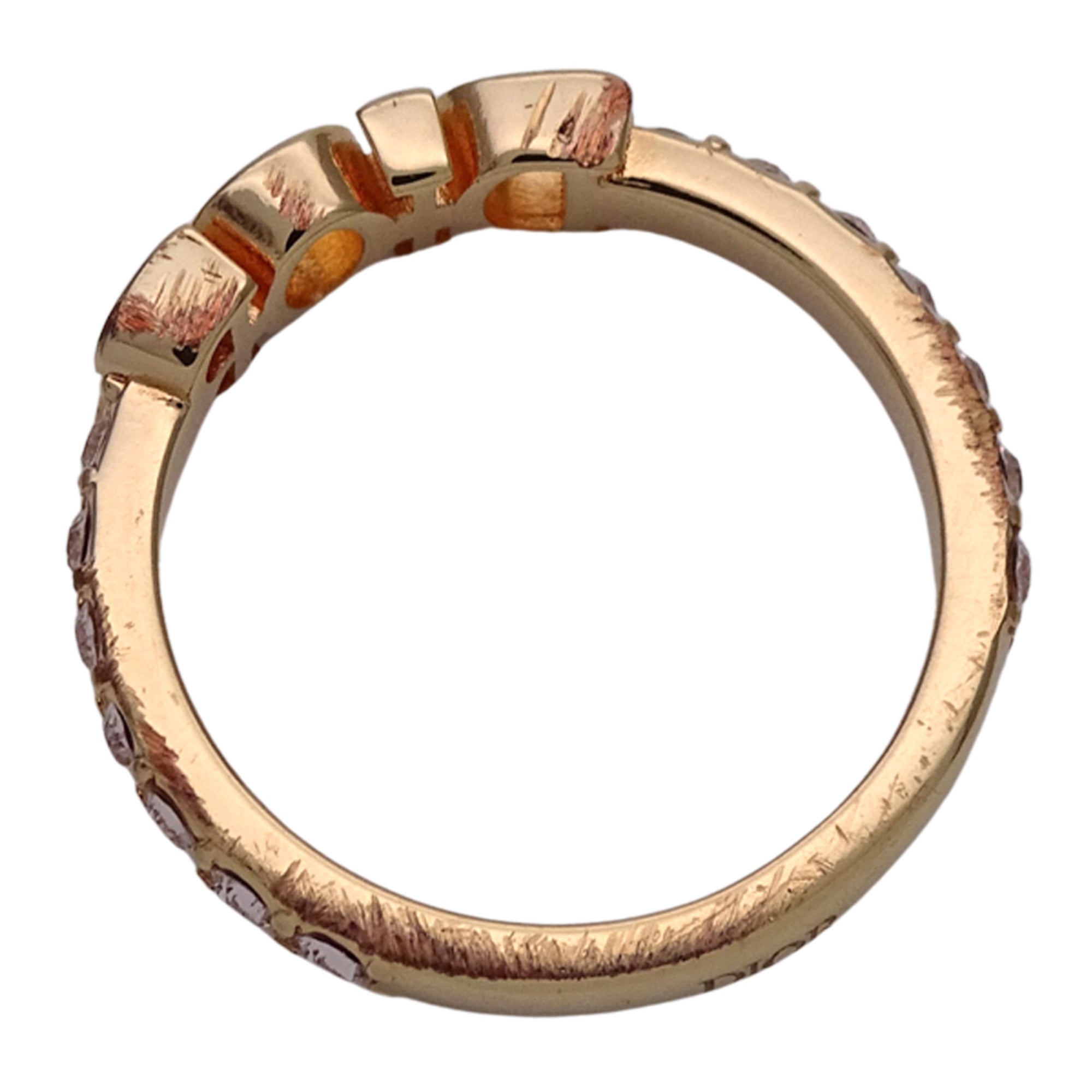 Christian Dior Gold Pink Metal Band Ring (Pre-Owned)