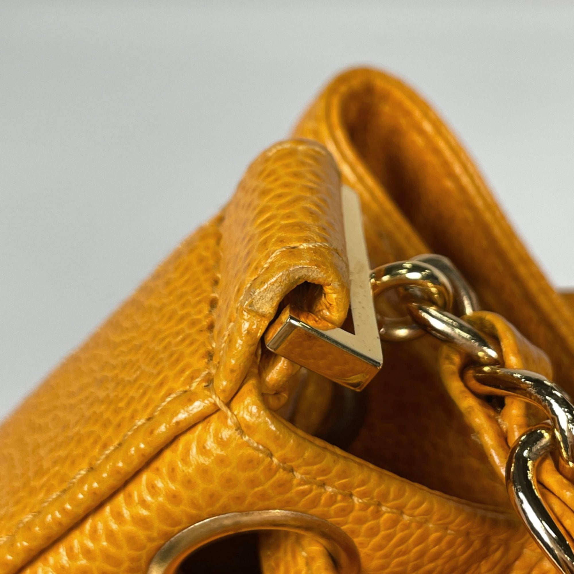 Chanel Yellow Grained Calfskin Shoulder Bag (Pre-Owned)