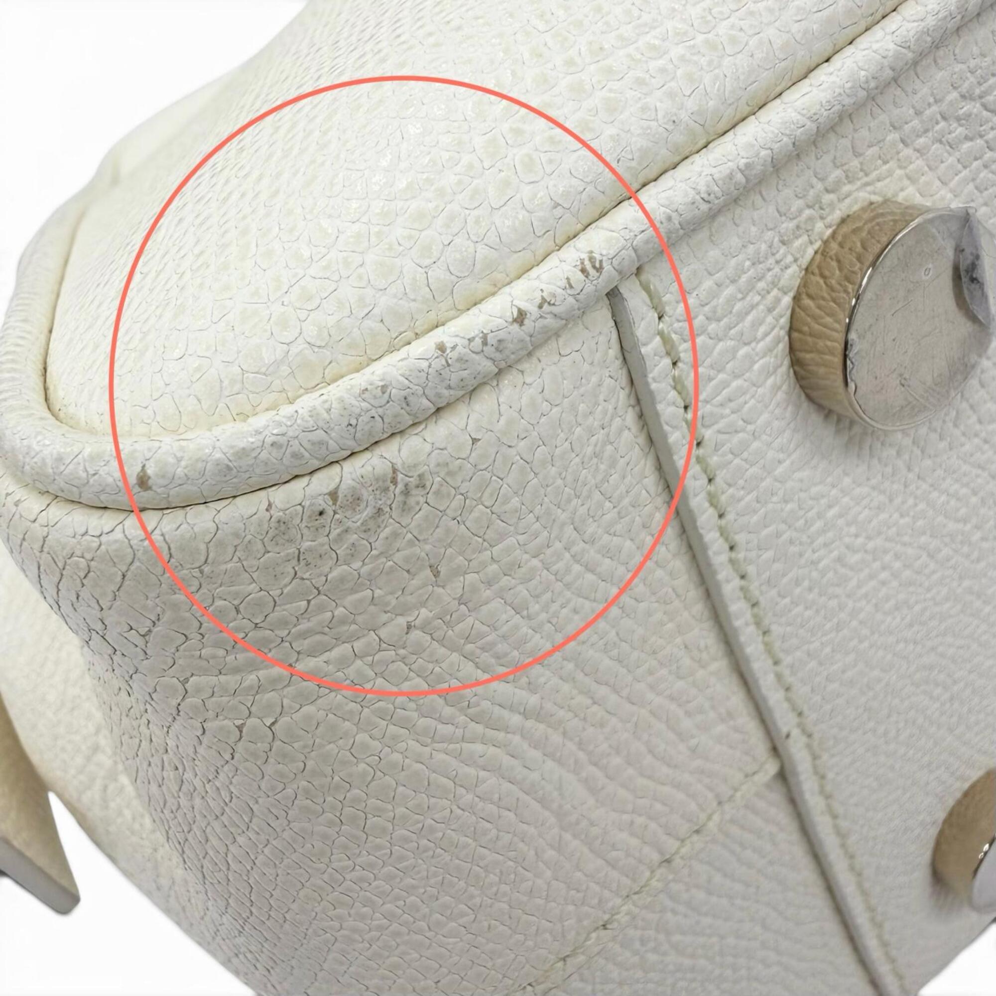 Valextra Ivory Leather Handbag Shoulder Bag (Pre-Owned)