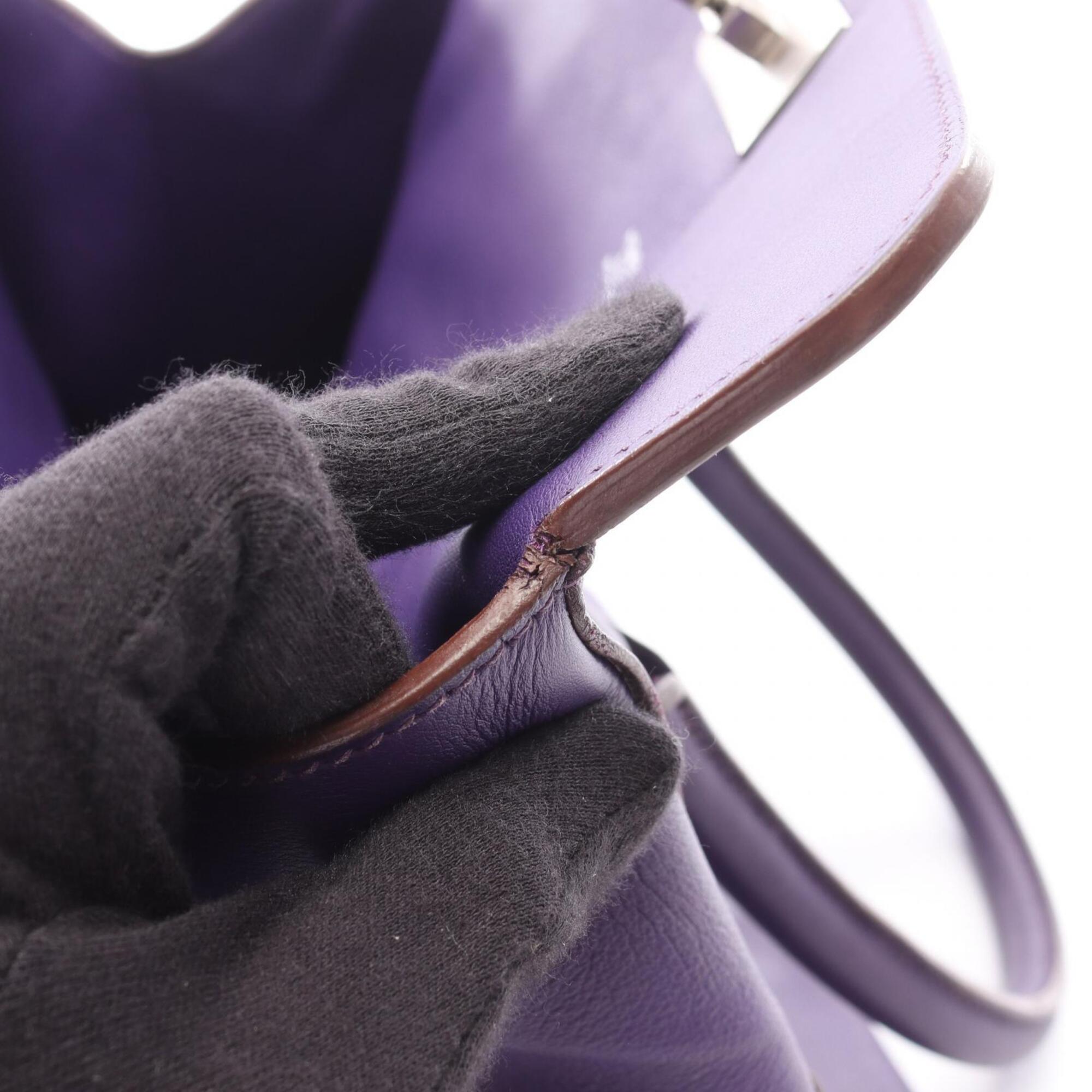 Hermes Purple Swift Leather Handbag (Pre-Owned)