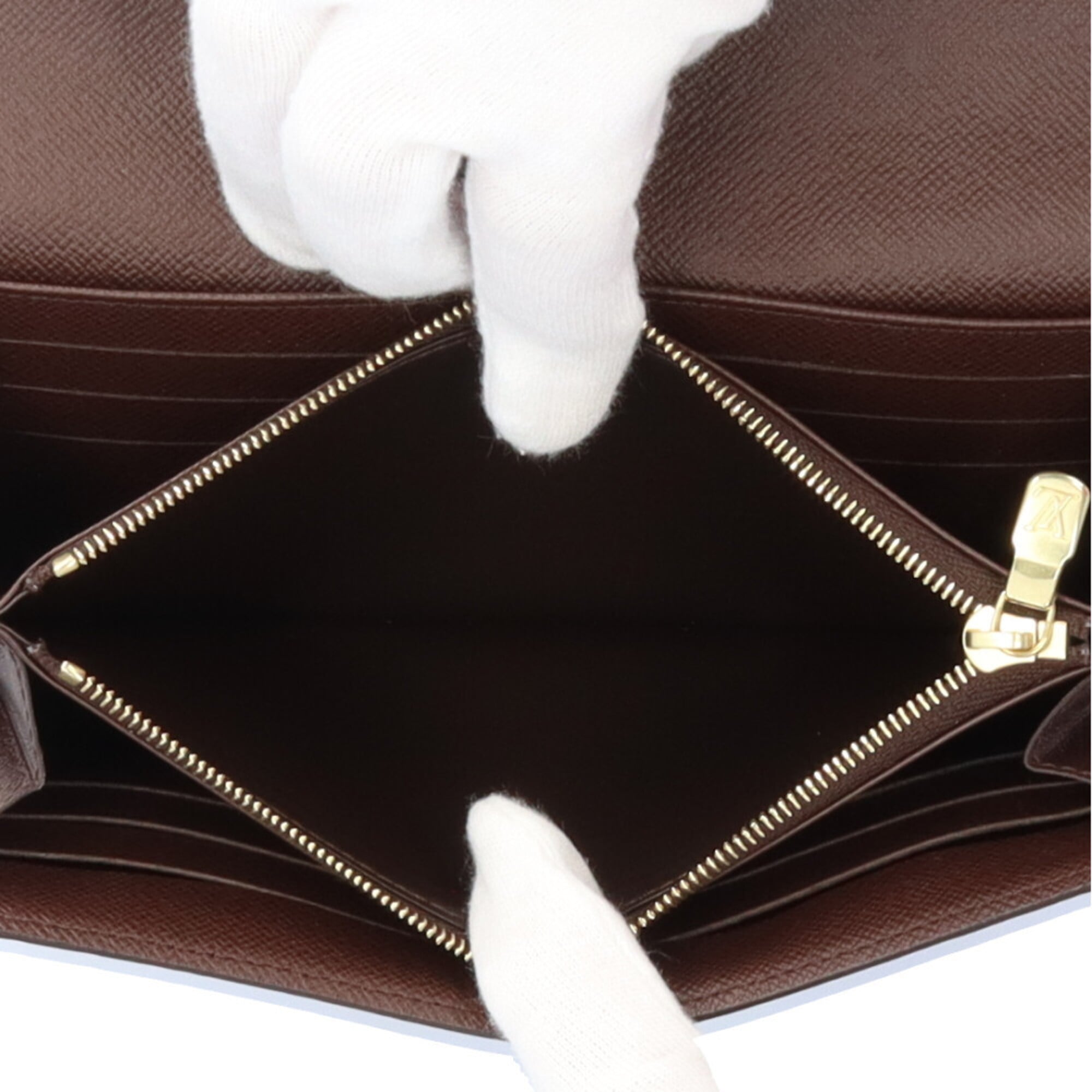 Louis Vuitton Brown Damier Canvas Long Wallet (Tri-Fold) (Pre-Owned)