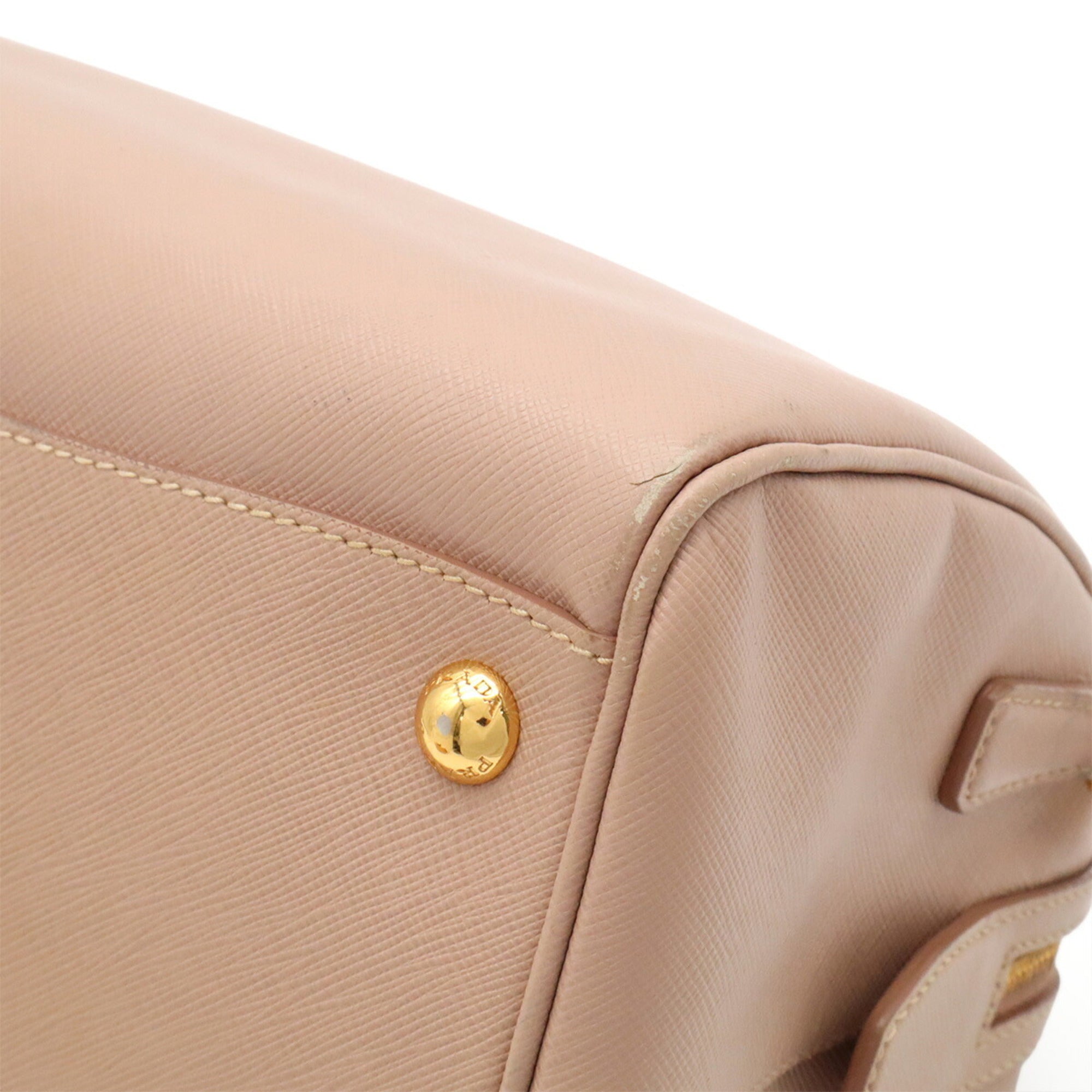 Prada Beige Pink Beige Saffiano Handbag Shoulder Bag (Pre-Owned)