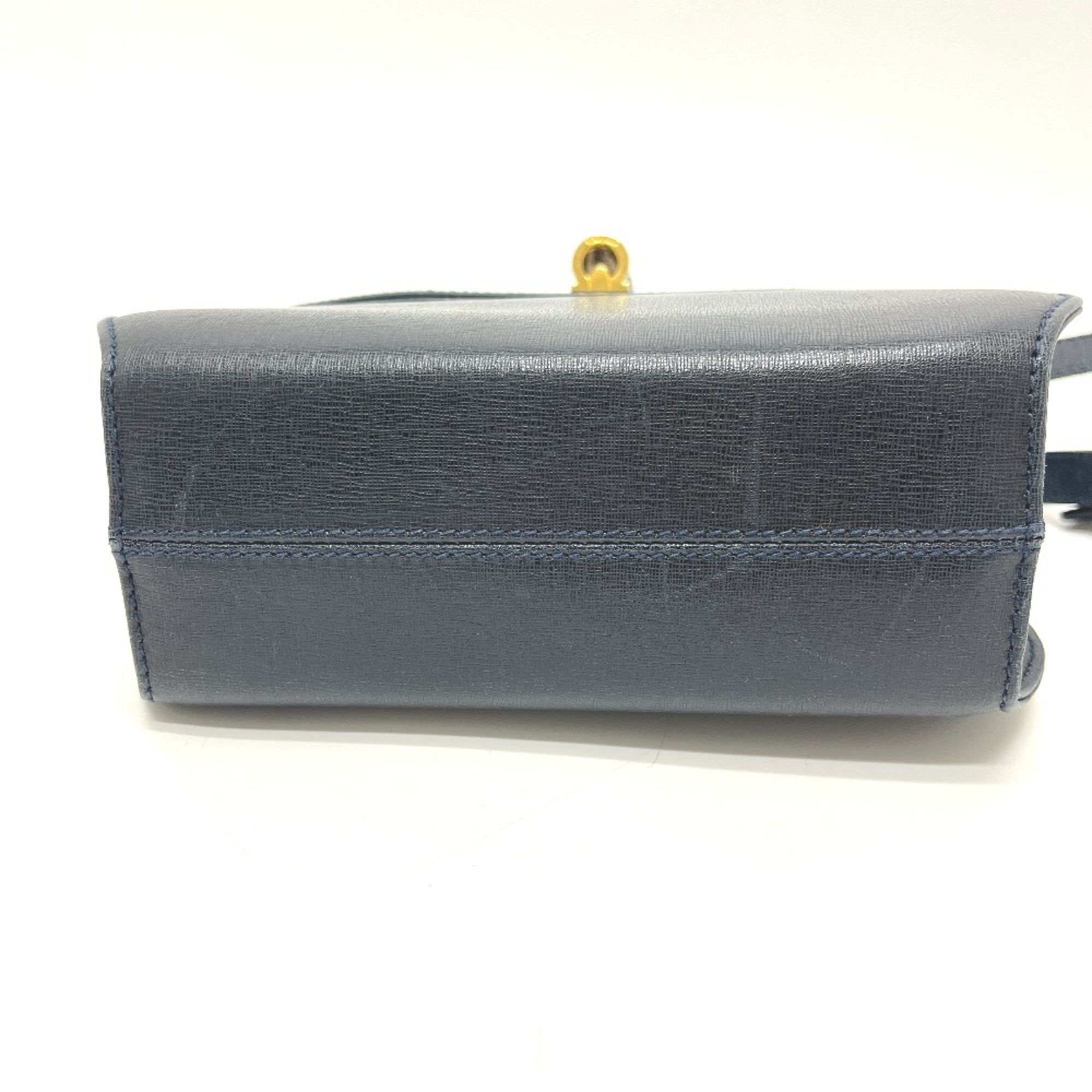Salvatore Ferragamo Navy Leather Handbag Shoulder Bag (Pre-Owned)