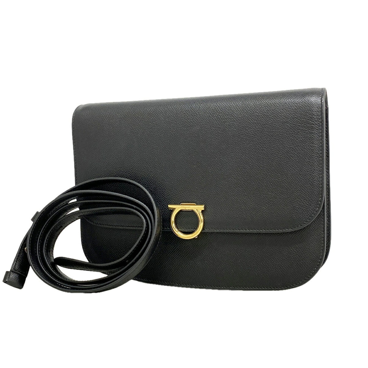 Salvatore Ferragamo Black Leather Shoulder Bag (Pre-Owned)