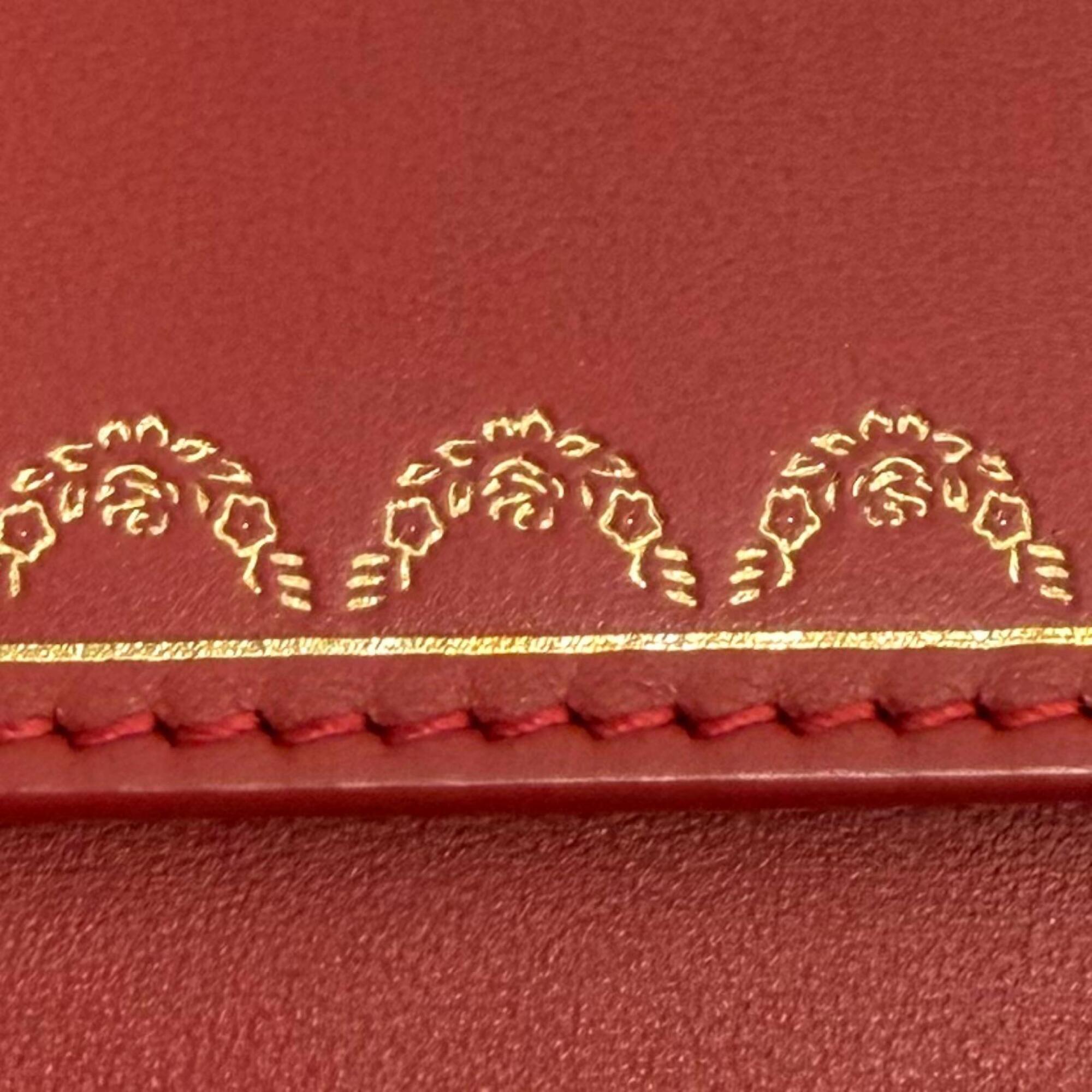 Cartier Red Color Leather Shoulder Bag (Pre-Owned)