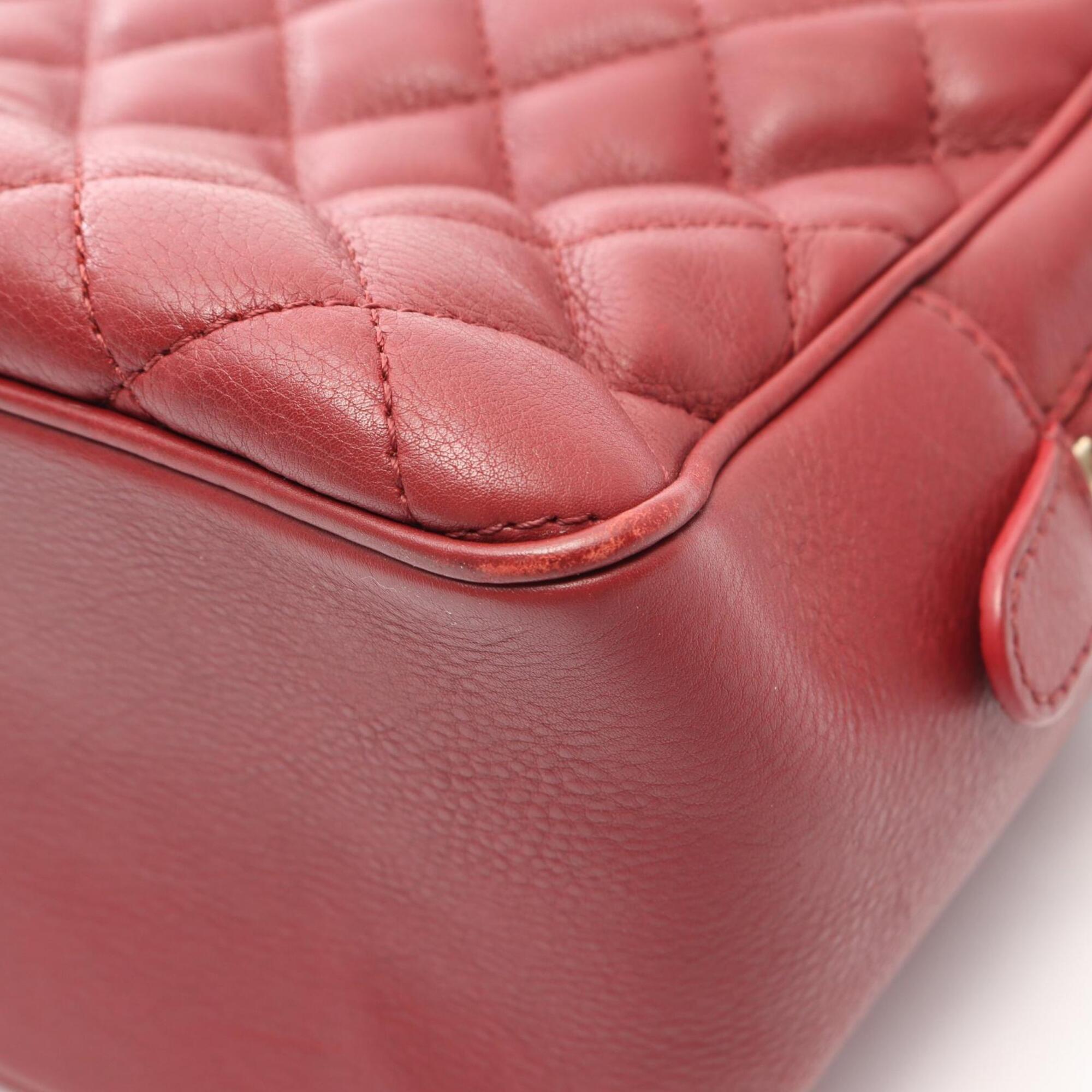 Chanel Red Color Leather Handbag Shoulder Bag (Pre-Owned)