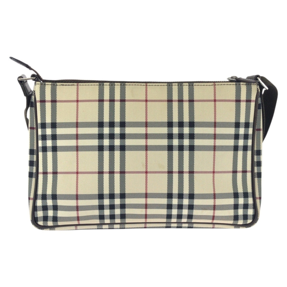 Burberry Beige Dark Brown Canvas Leather Shoulder Bag (Pre-Owned)