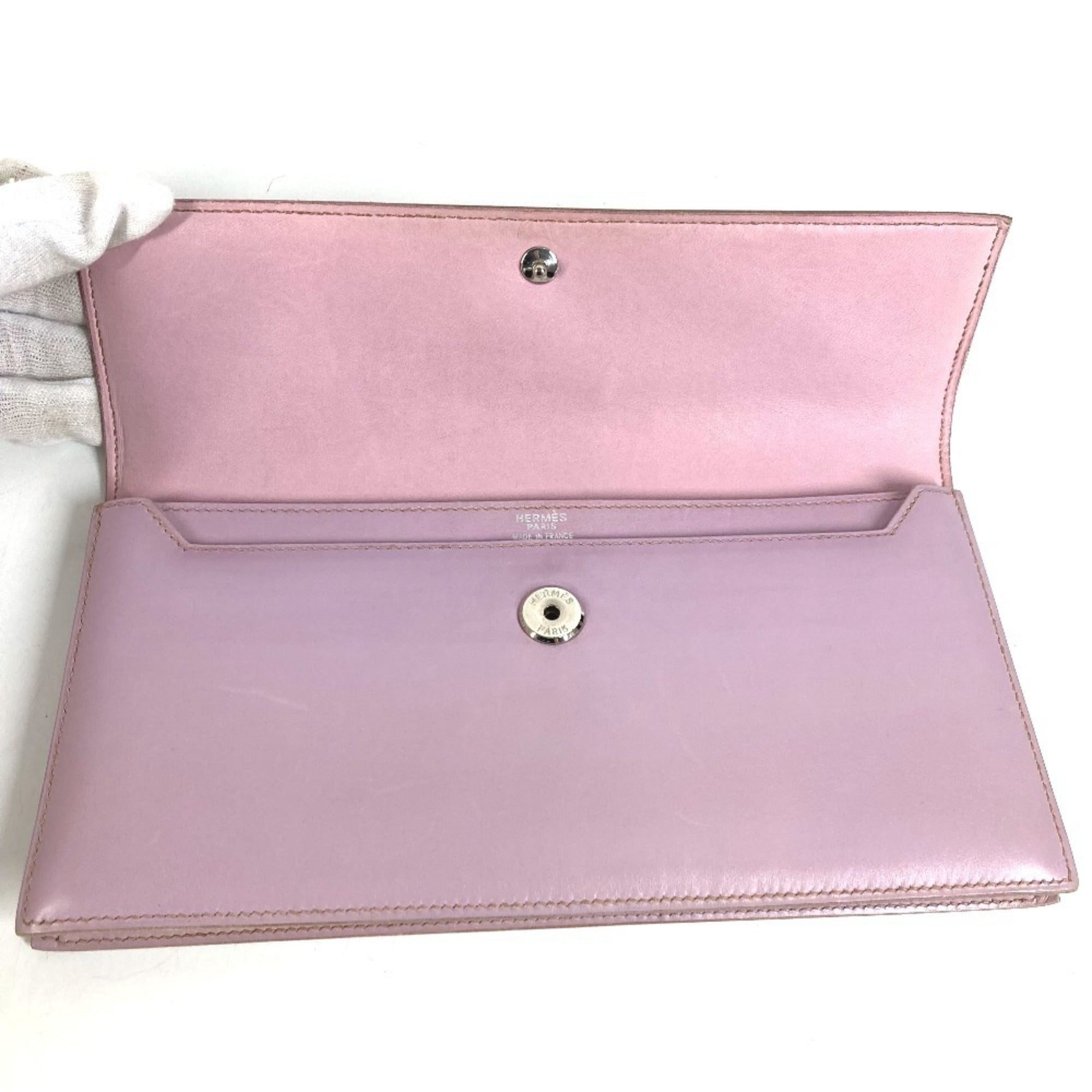 Hermes Pink Purple Leather Clutch Bag Handbag Pouch (Pre-Owned)