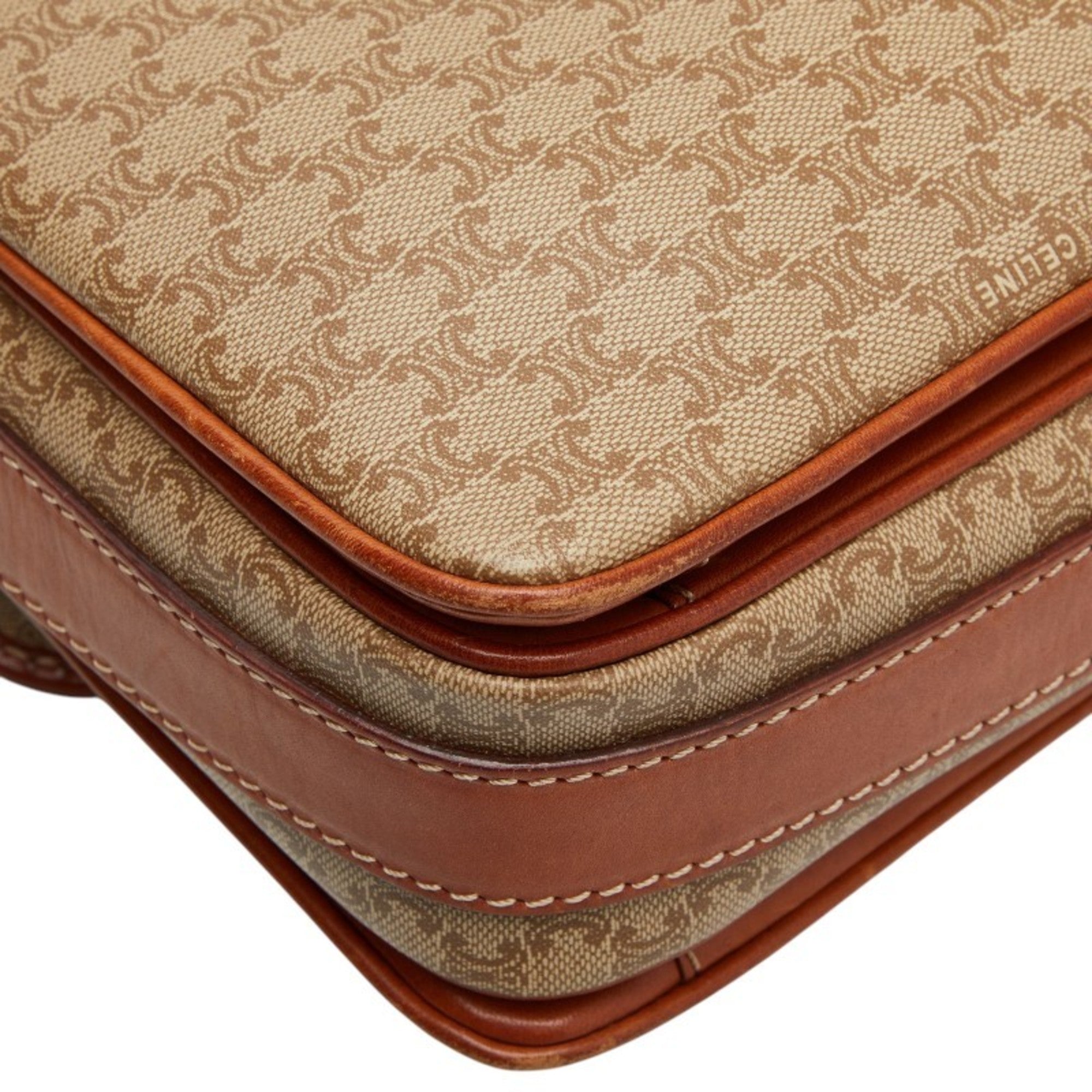 Celine Beige Brown Pvc Leather Shoulder Bag (Pre-Owned)