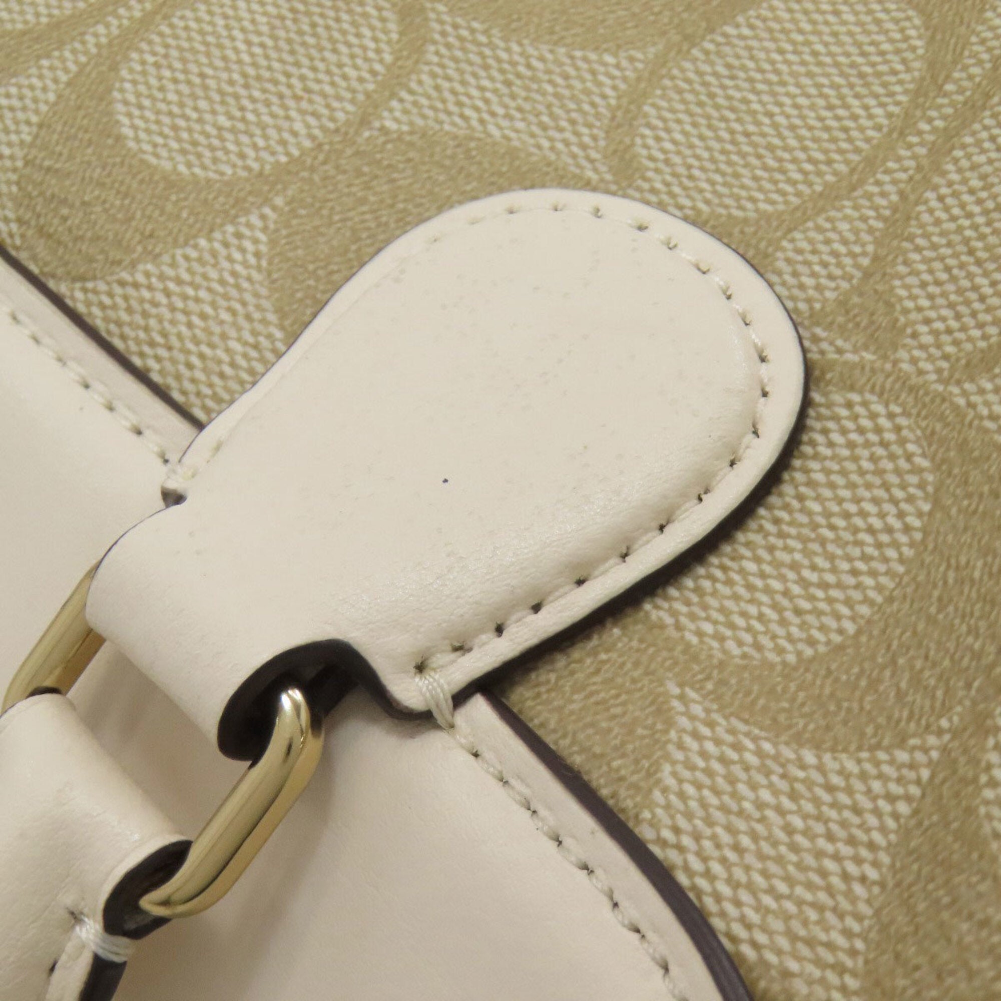 Coach Beige White Pvc Handbag (Pre-Owned)