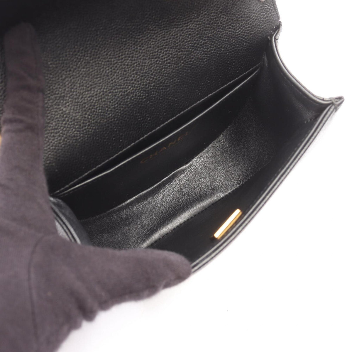 Chanel Black Grained Calfskin Handbag Shoulder Bag (Pre-Owned)