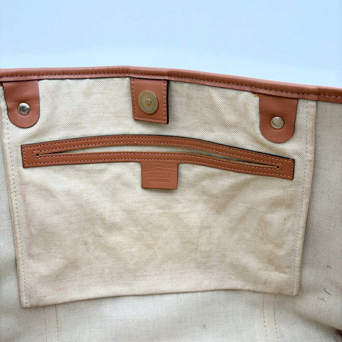 Gucci Gg Plus Beige Brown Pvc Leather Handbag Tote Bag (Pre-Owned)