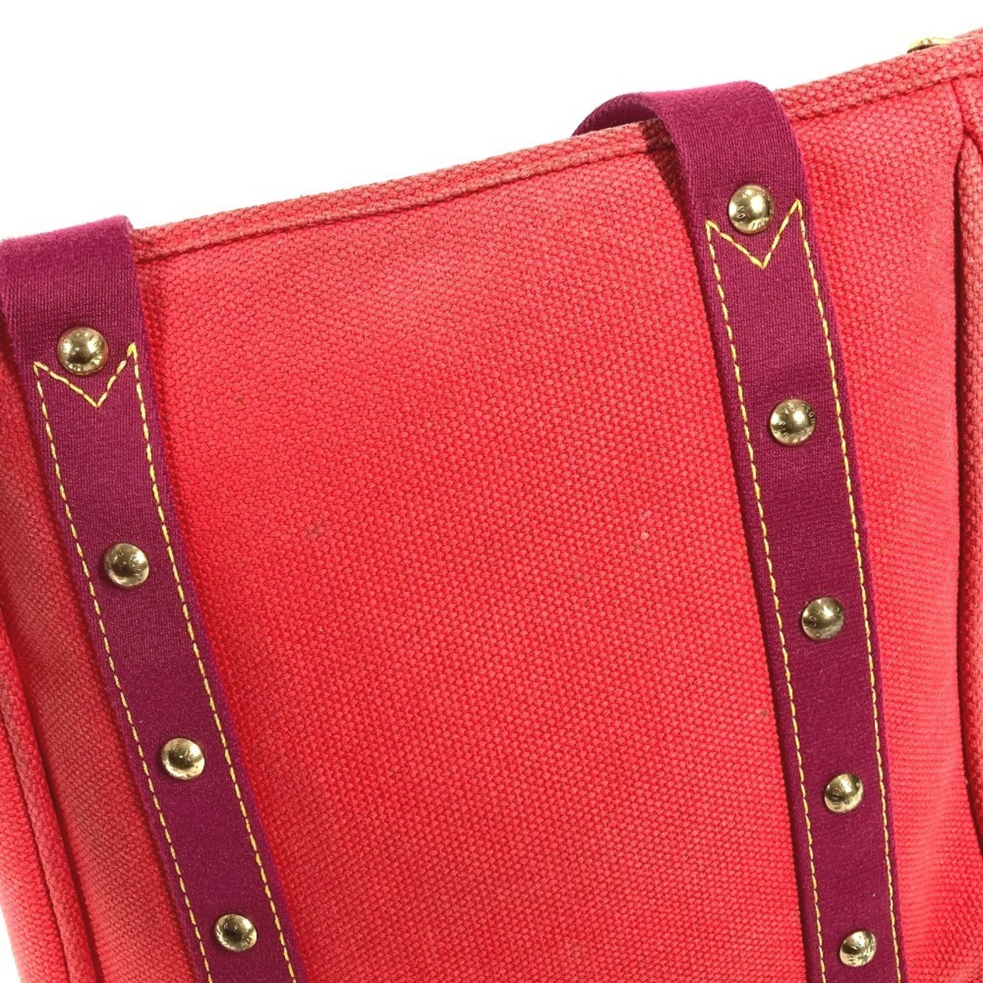 Louis Vuitton Red Color Cotton Tote Bag (Pre-Owned)